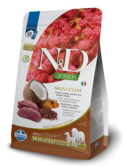 Farmina Quinoa Venison Skin & Coat Adult Dry Dog Food 5.5lb - Image 1