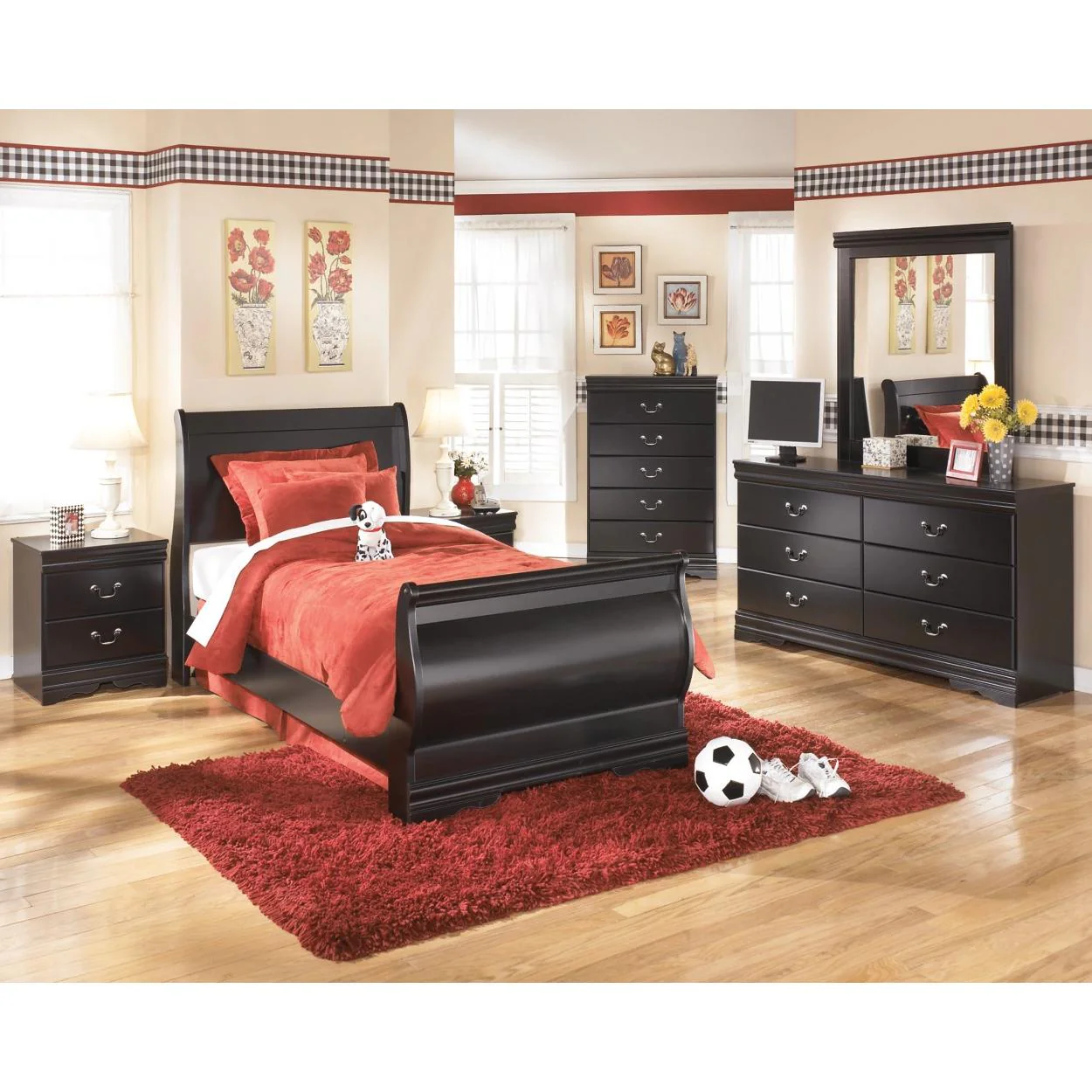 Signature Design by Ashley Huey Vineyard B128 6 pc Twin Sleigh Bedroom Set - Image 1