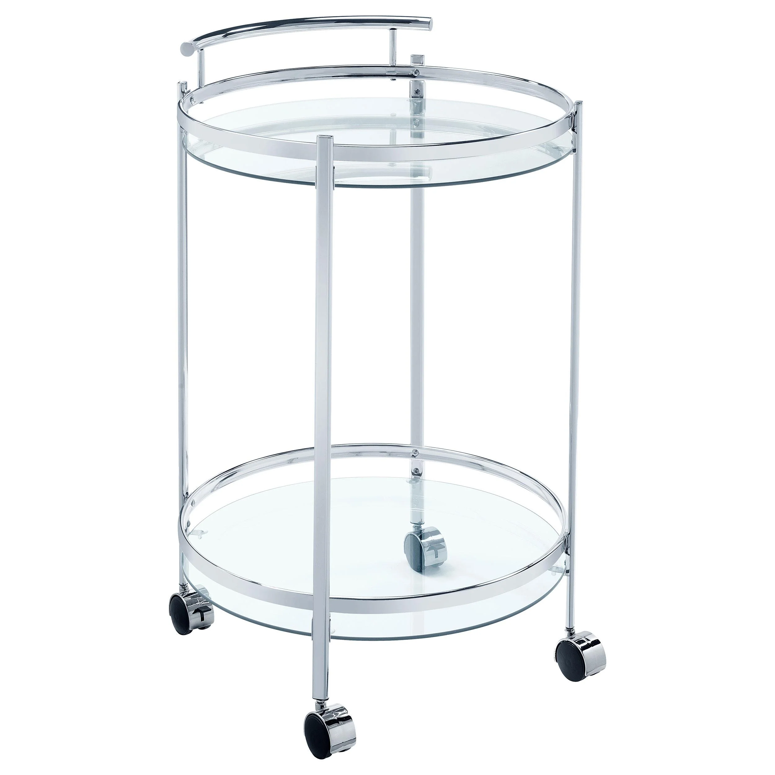 Coaster Furniture Chrissy 181367 Round Glass Shelf Metal Bar Cart – Chrome