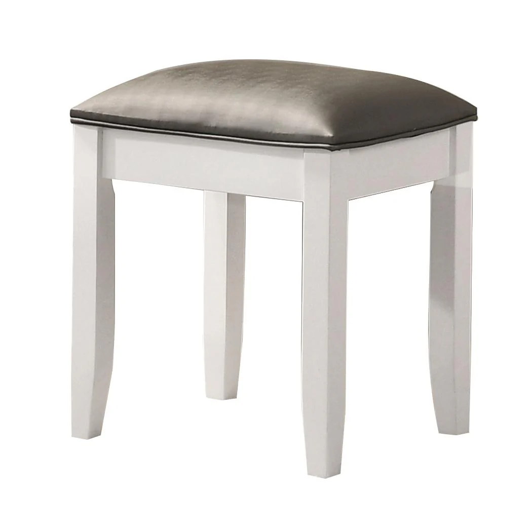 Coaster Furniture Felicity 203507STL Upholstered Vanity Stool – Metallic and Glossy White