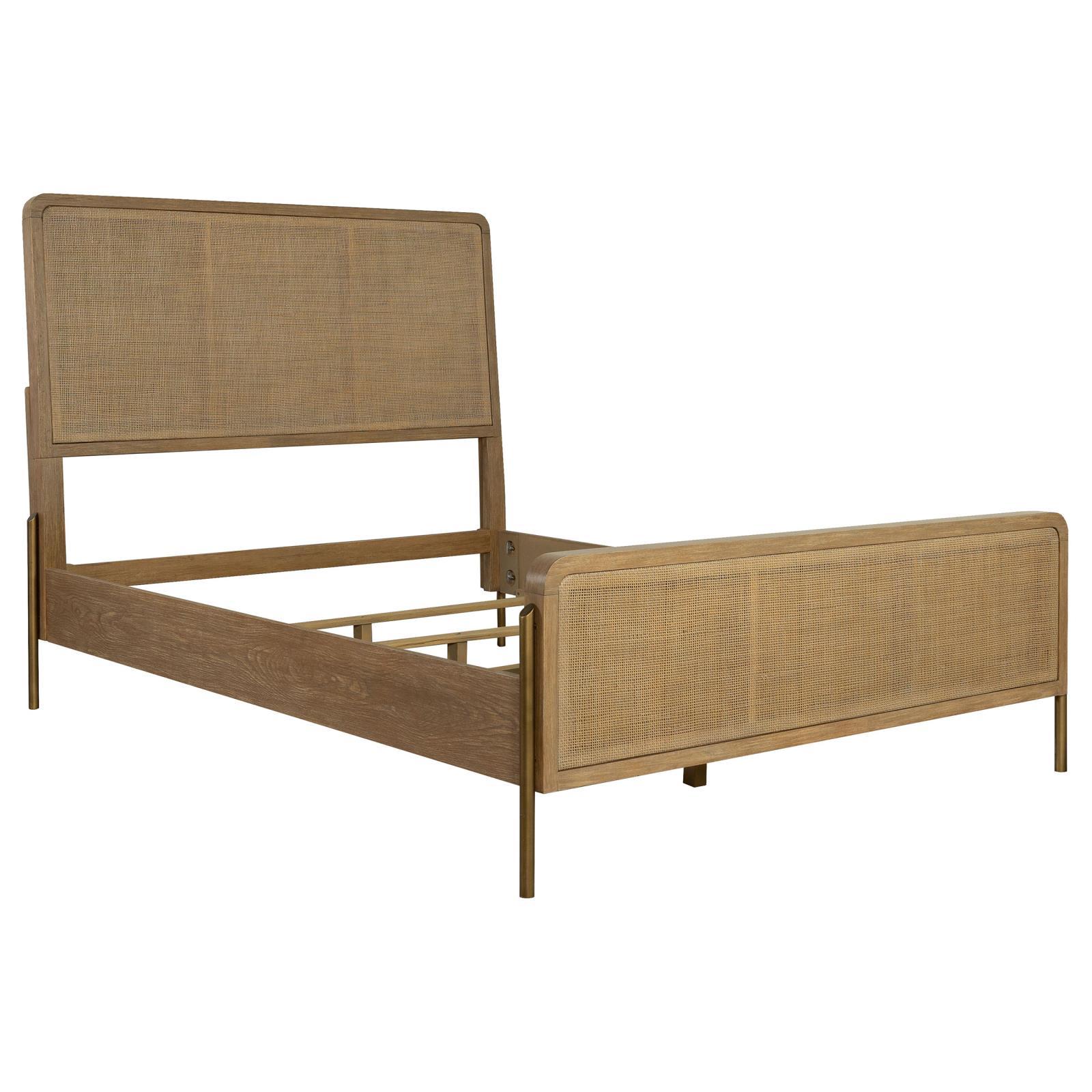 Coaster Furniture Arini 224300Q Rattan Queen Panel Bed - Sand Wash and Natural Cane - Image 1