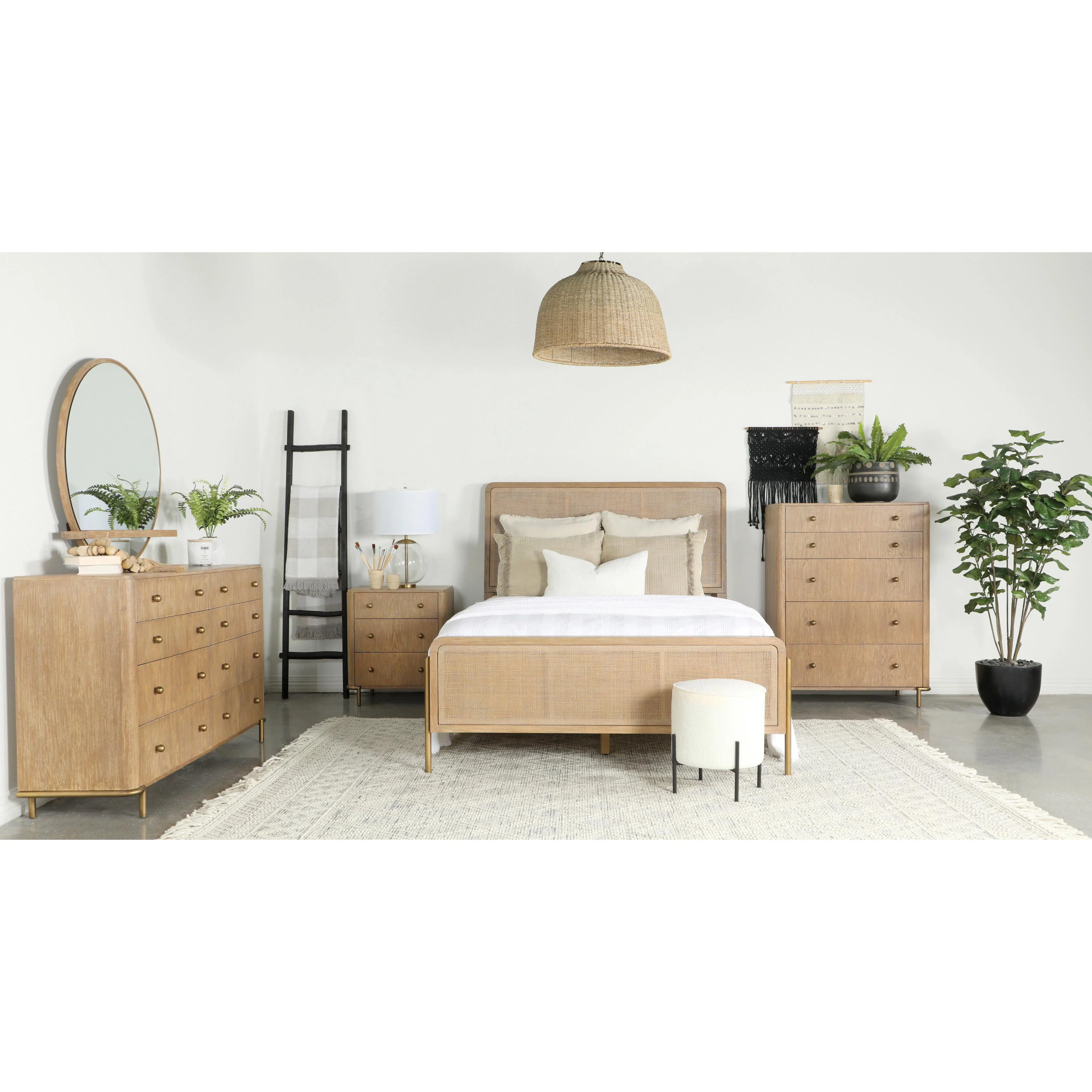 Coaster Furniture Arini 224300Q Rattan Queen Panel Bed - Sand Wash and Natural Cane - Image 2