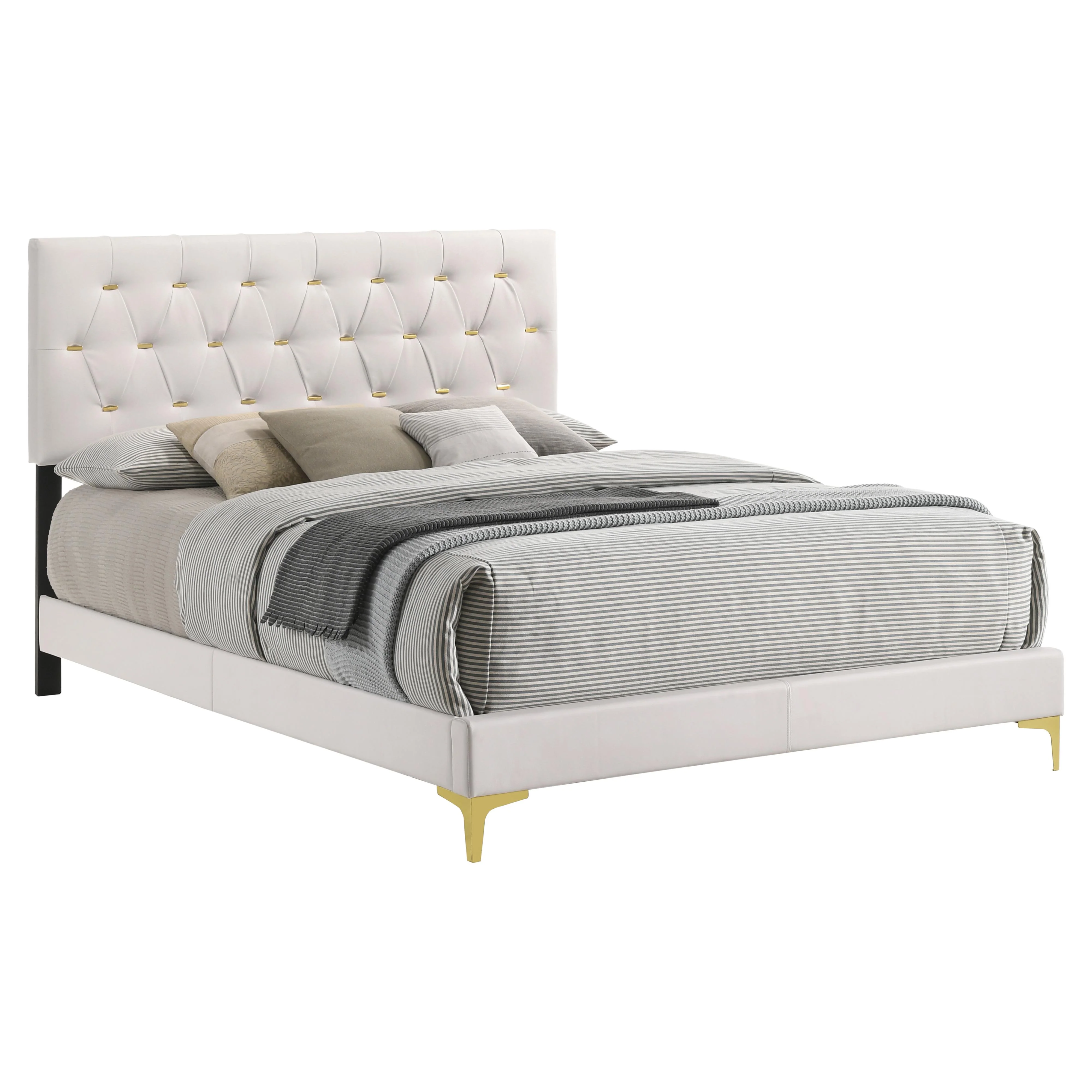 Coaster Furniture Kendall 224401KE Upholstered Eastern King Panel Bed - White - Image 1