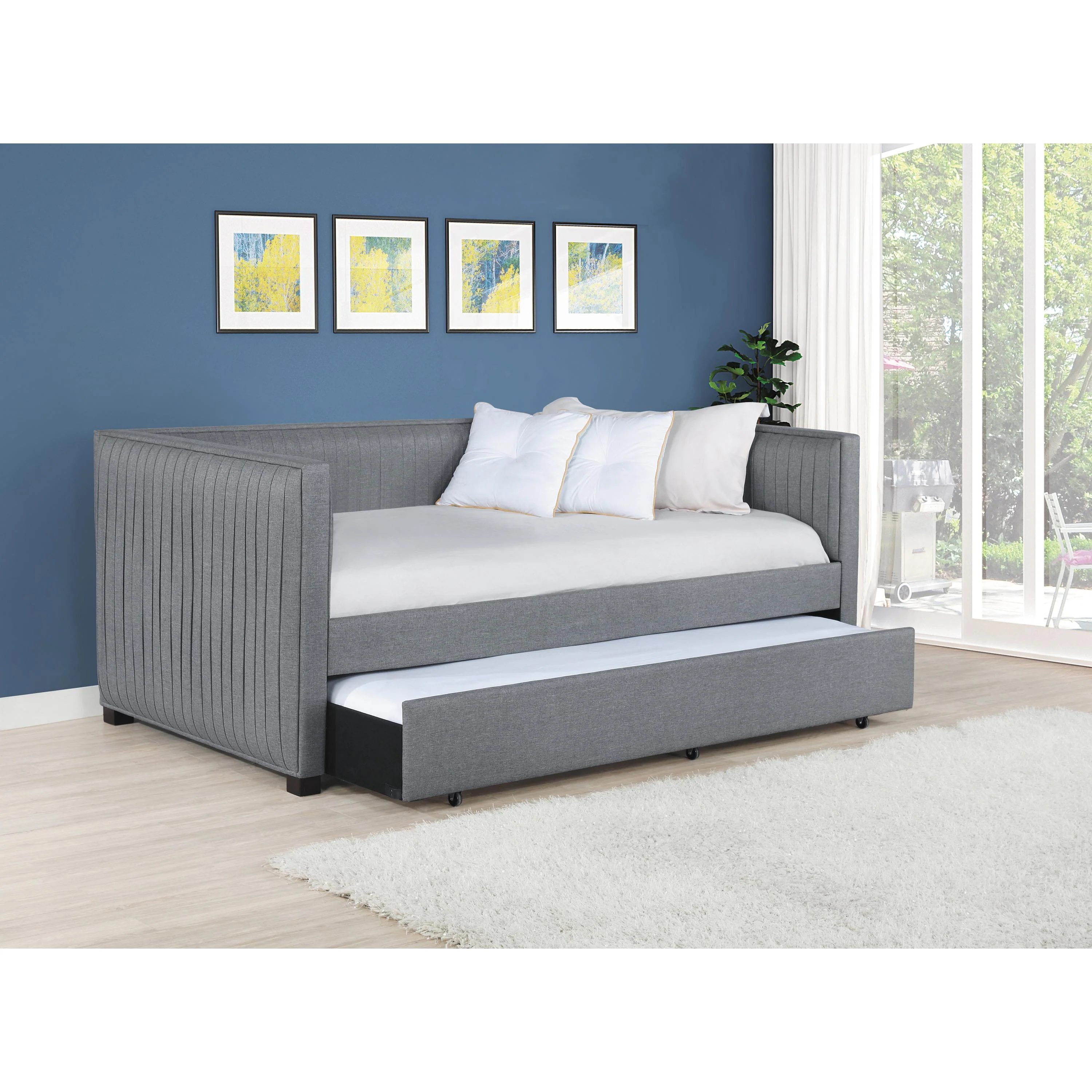 Coaster Furniture Brodie 300554 Upholstered Twin Daybed with Trundle - Grey - Image 2