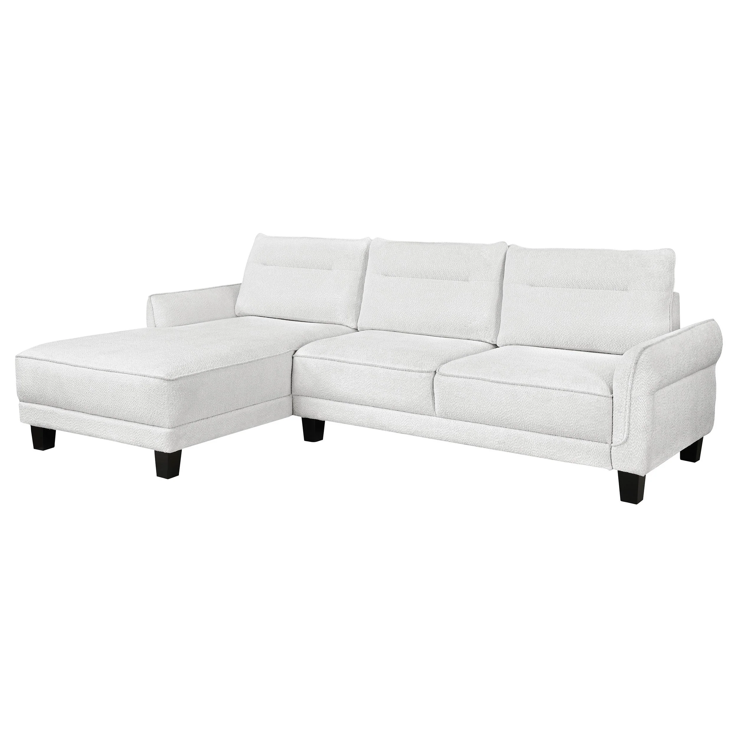Coaster Furniture Caspian 509550 Upholstered Curved Arm Chaise Sectional Sofa – White