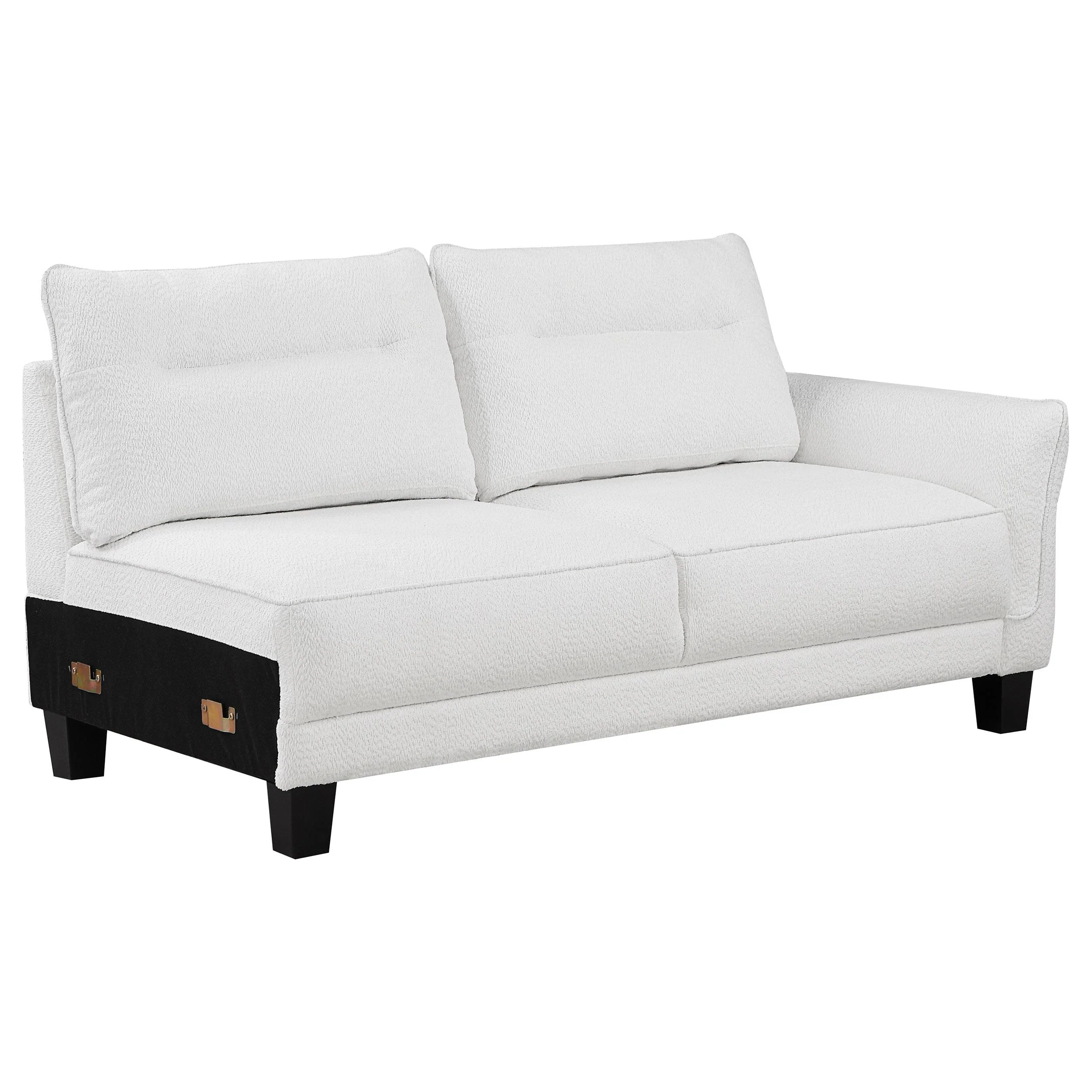 Coaster Furniture Caspian 509550 Upholstered Curved Arm Chaise Sectional Sofa - White - Image 3