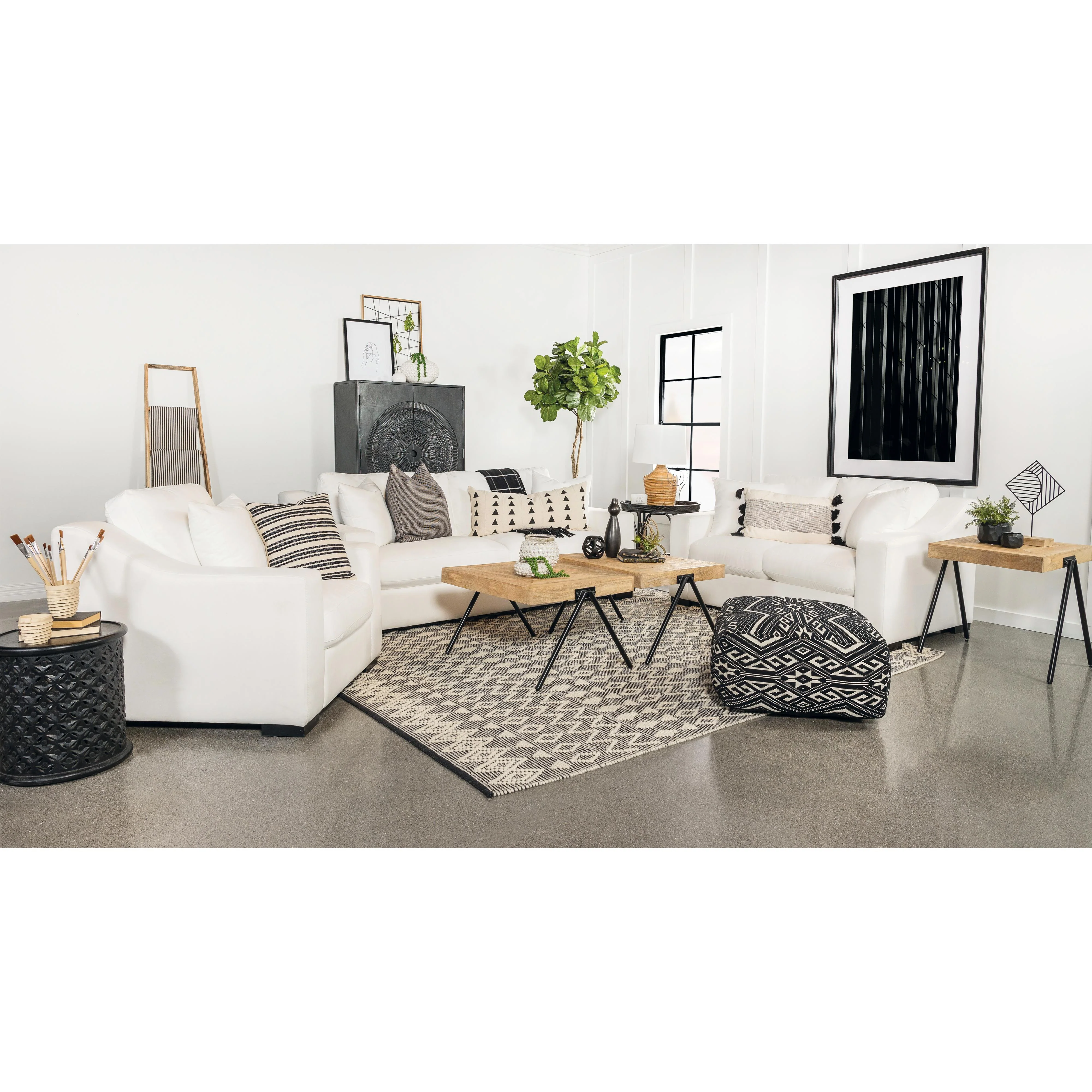 Coaster Furniture Ashlyn 509891 Upholstered Sloped Arm Sofa - White - Image 2