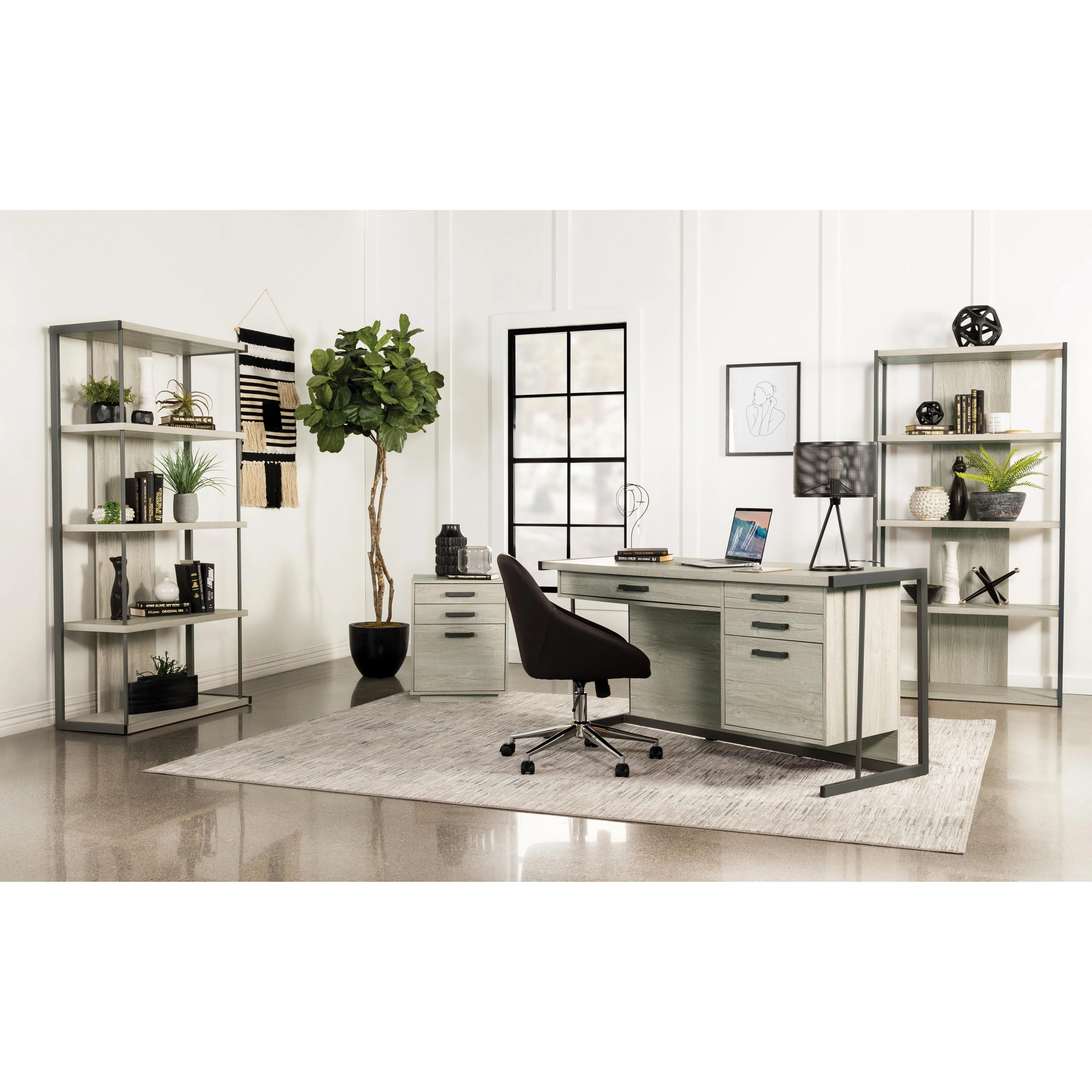 Coaster Furniture Loomis 805883 72-inch 4-shelf Bookshelf - Whitewashed Grey - Image 2