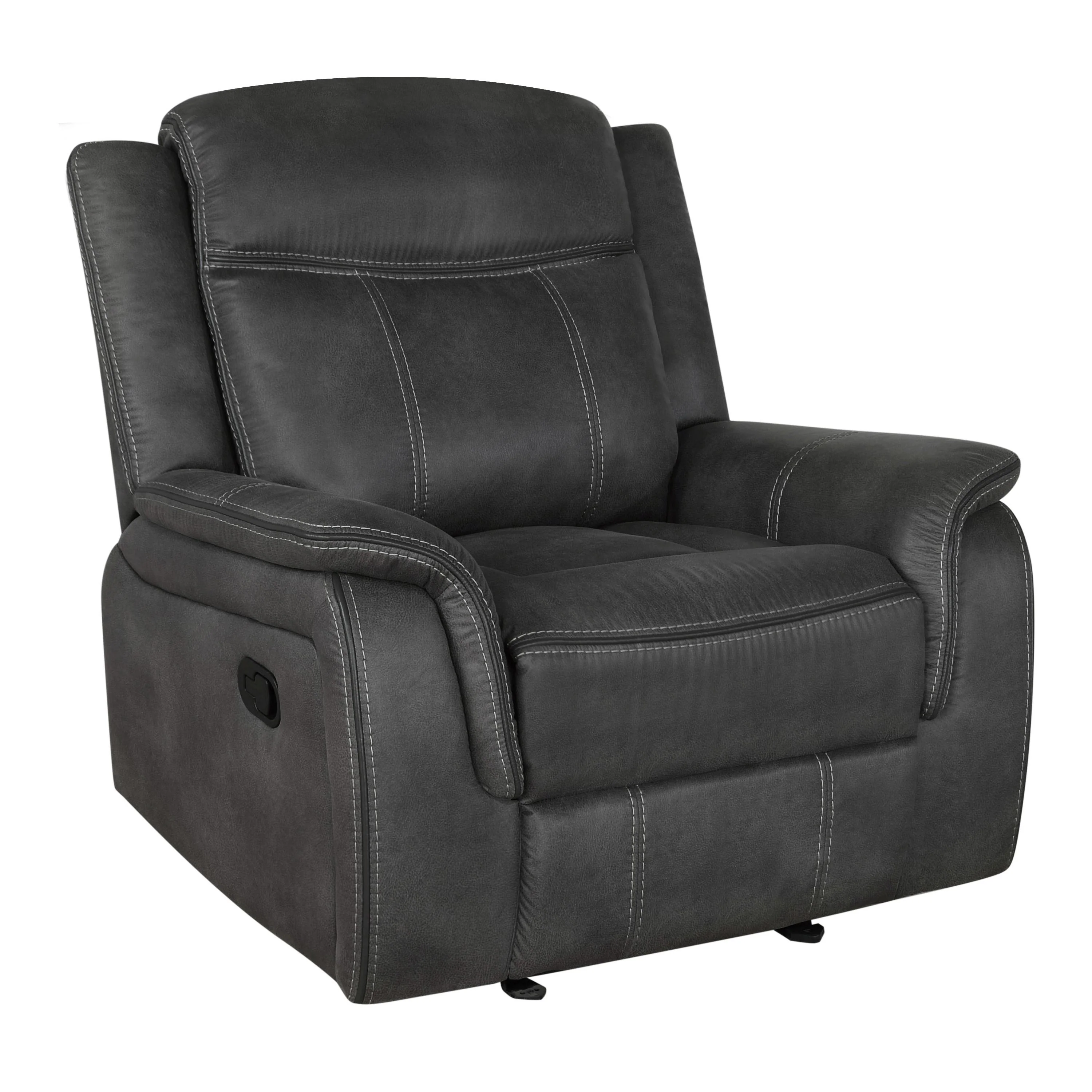 Coaster Furniture Lawrence 603506 Upholstered Padded Arm Glider Recliner – Charcoal