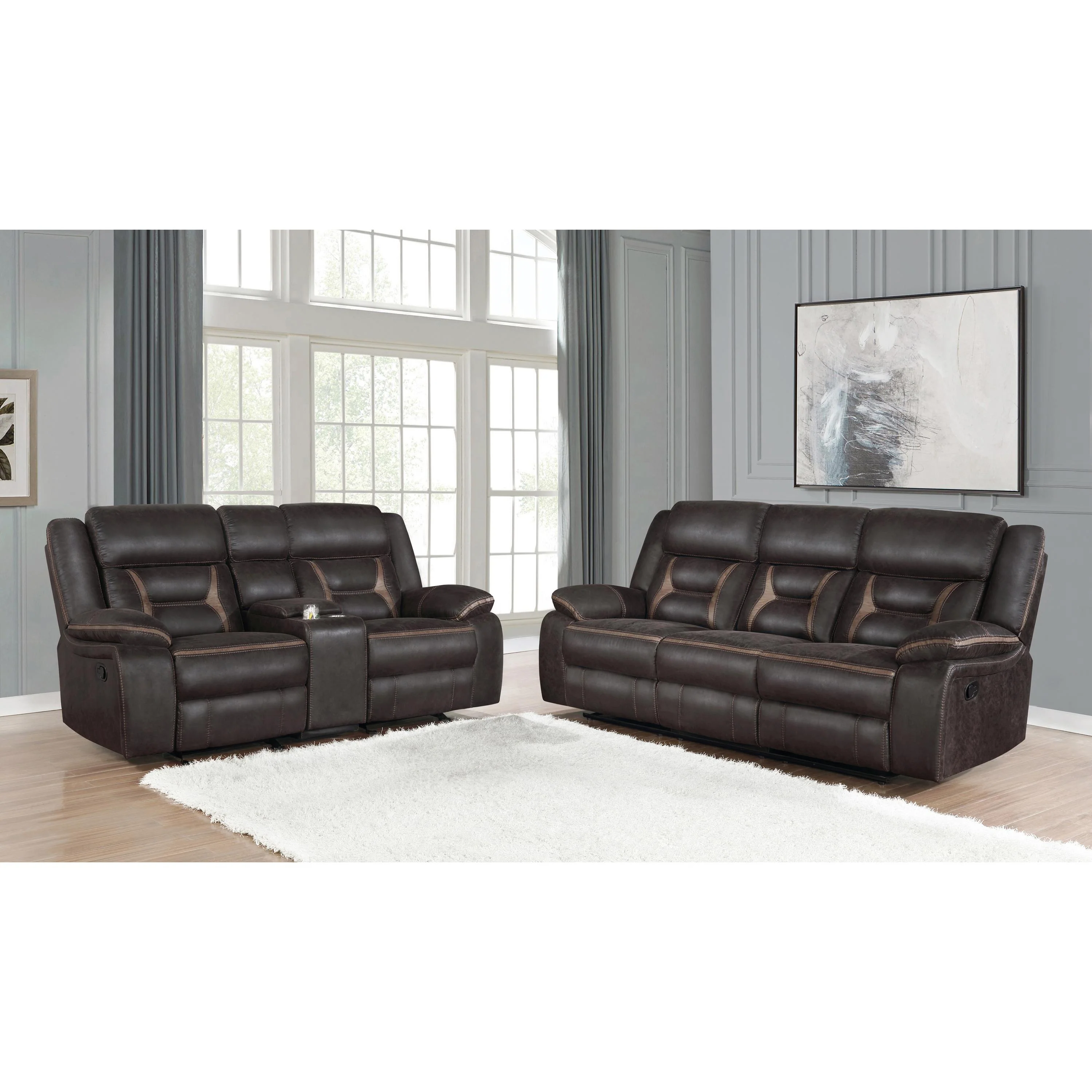 Coaster Furniture Greer 651354 Upholstered Motion Reclining Sofa - Brown - Image 3