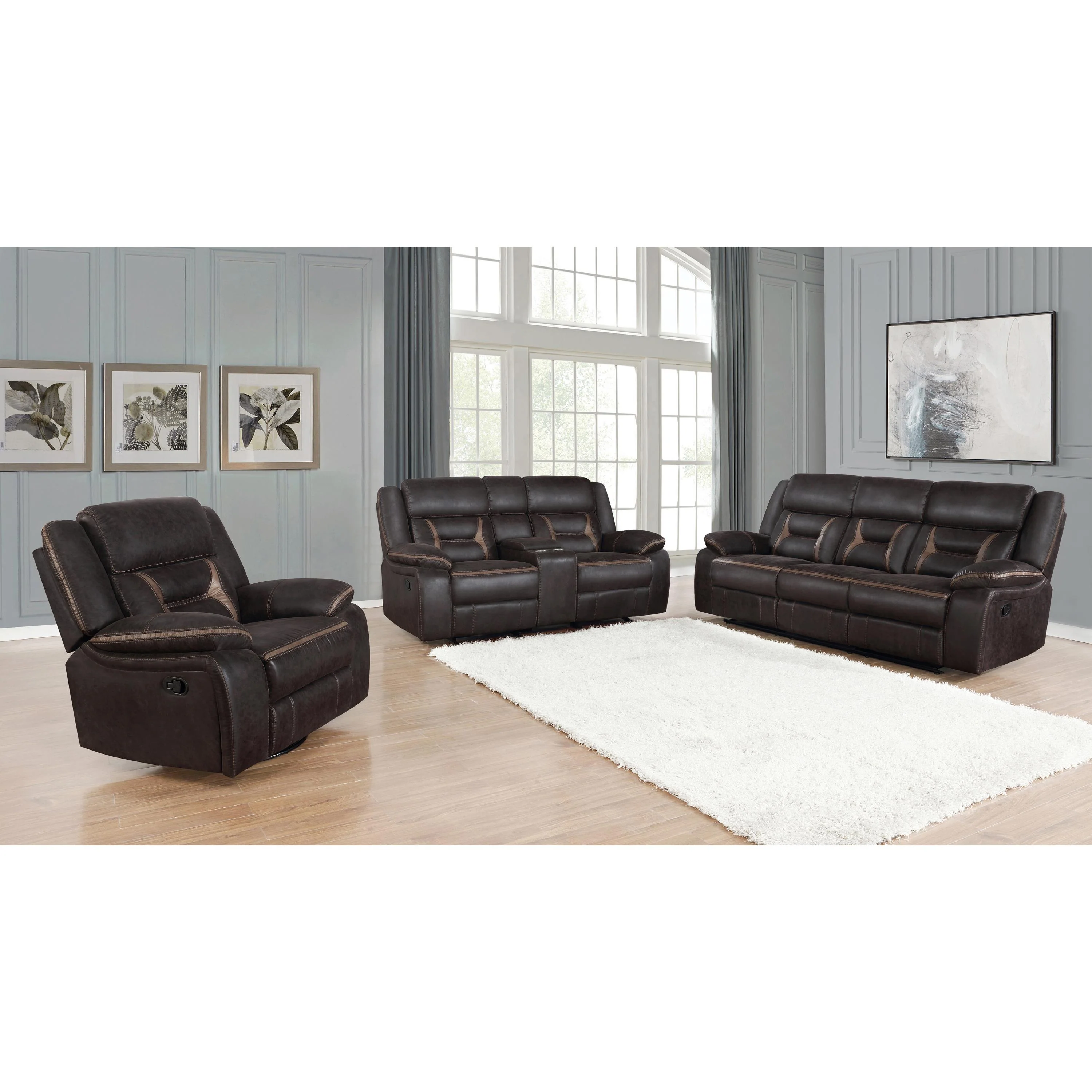 Coaster Furniture Greer 651355 Upholstered Motion Reclining Loveseat - Brown - Image 2