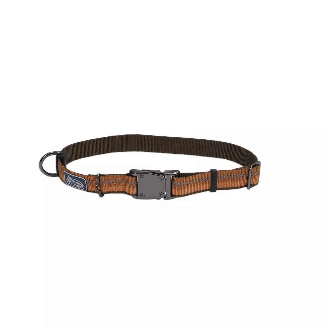 Coastal K9 Explorer 1in Wide 18-26in Reflective Adjustable Dog Collar Campfire Orange - Image 1
