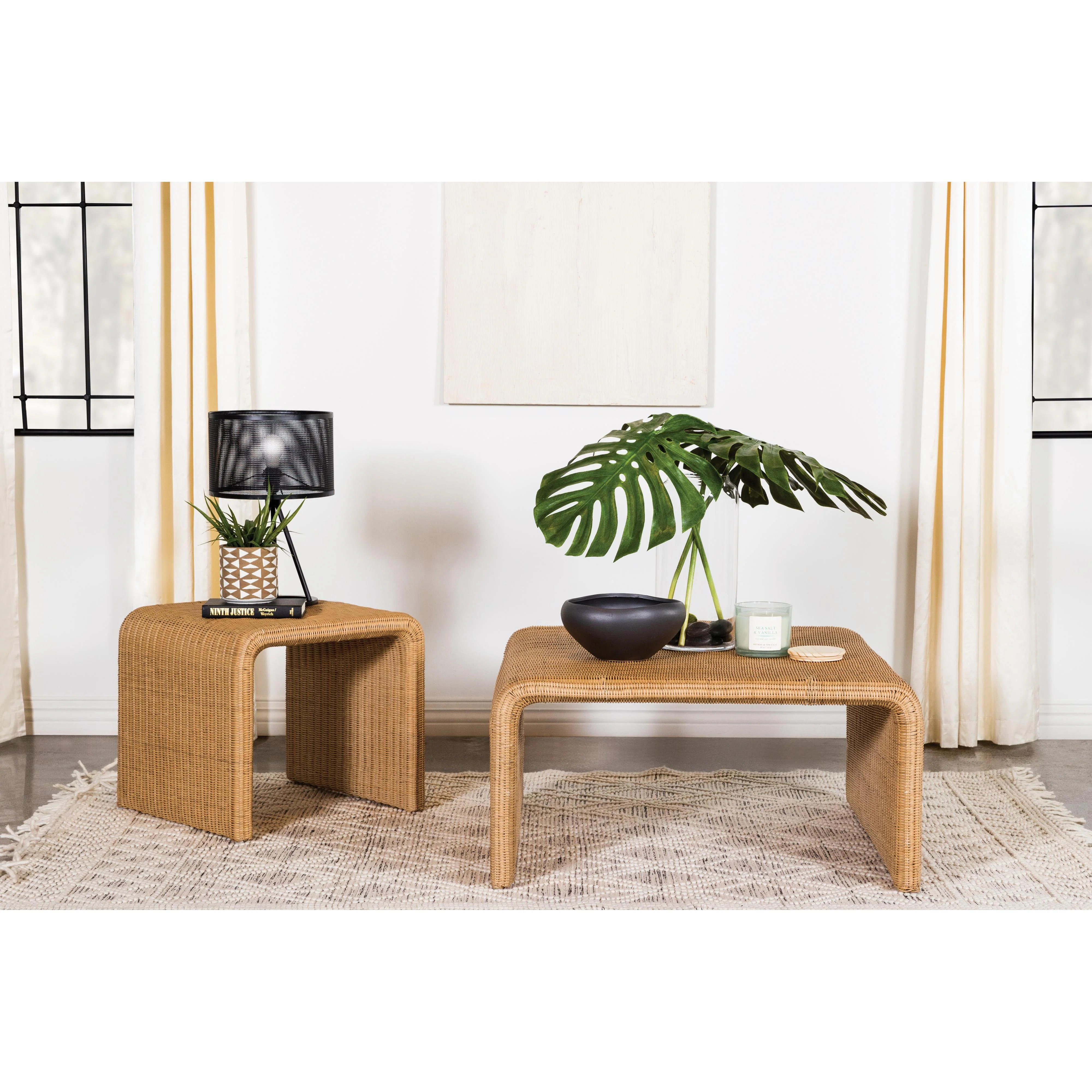 Coaster Furniture Juanita 709818 Square Woven Rattan Coffee Table - Natural - Image 2