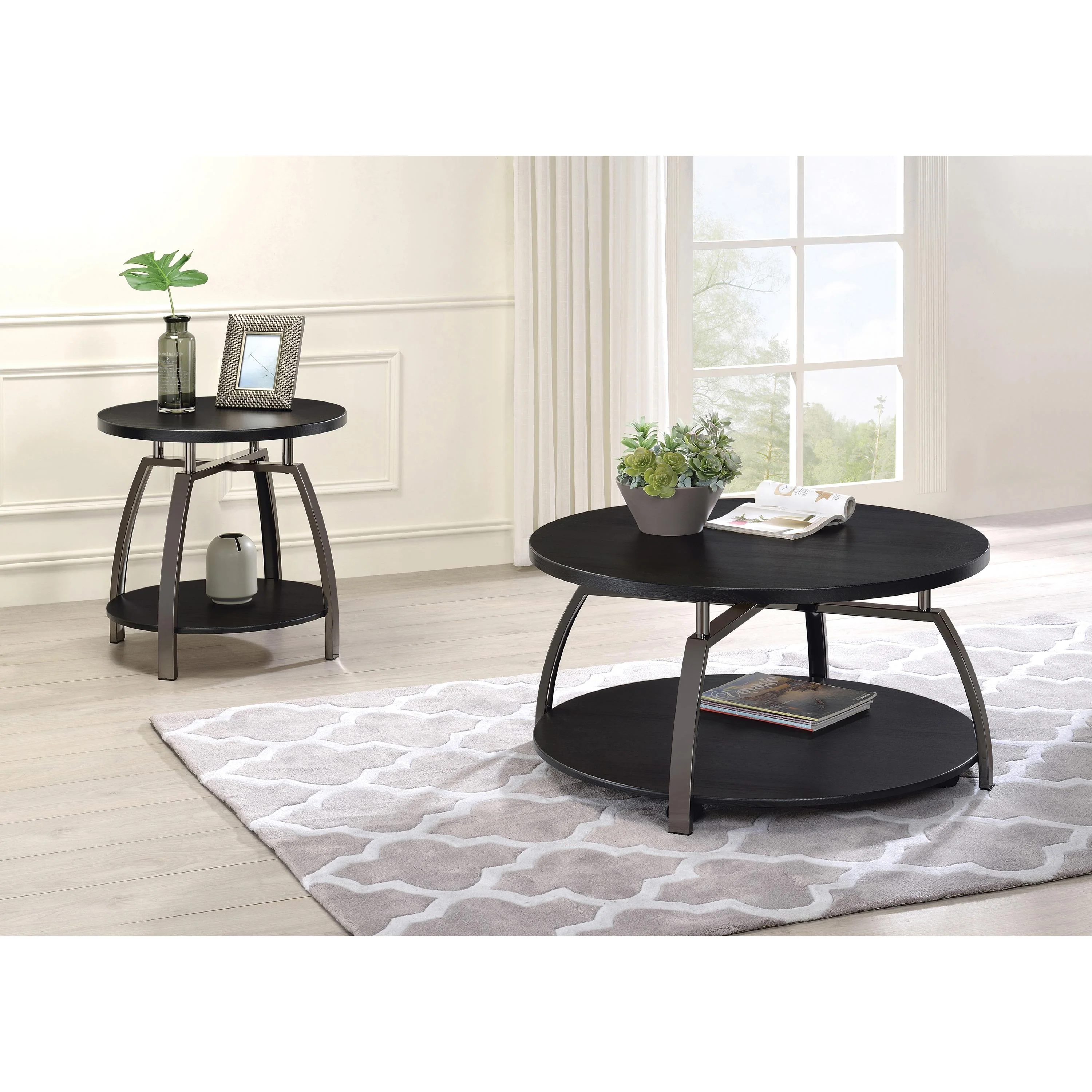 Coaster Furniture Dacre 722208 Round Engineered Wood Top Coffee Table - Dark Charcoal - Image 2