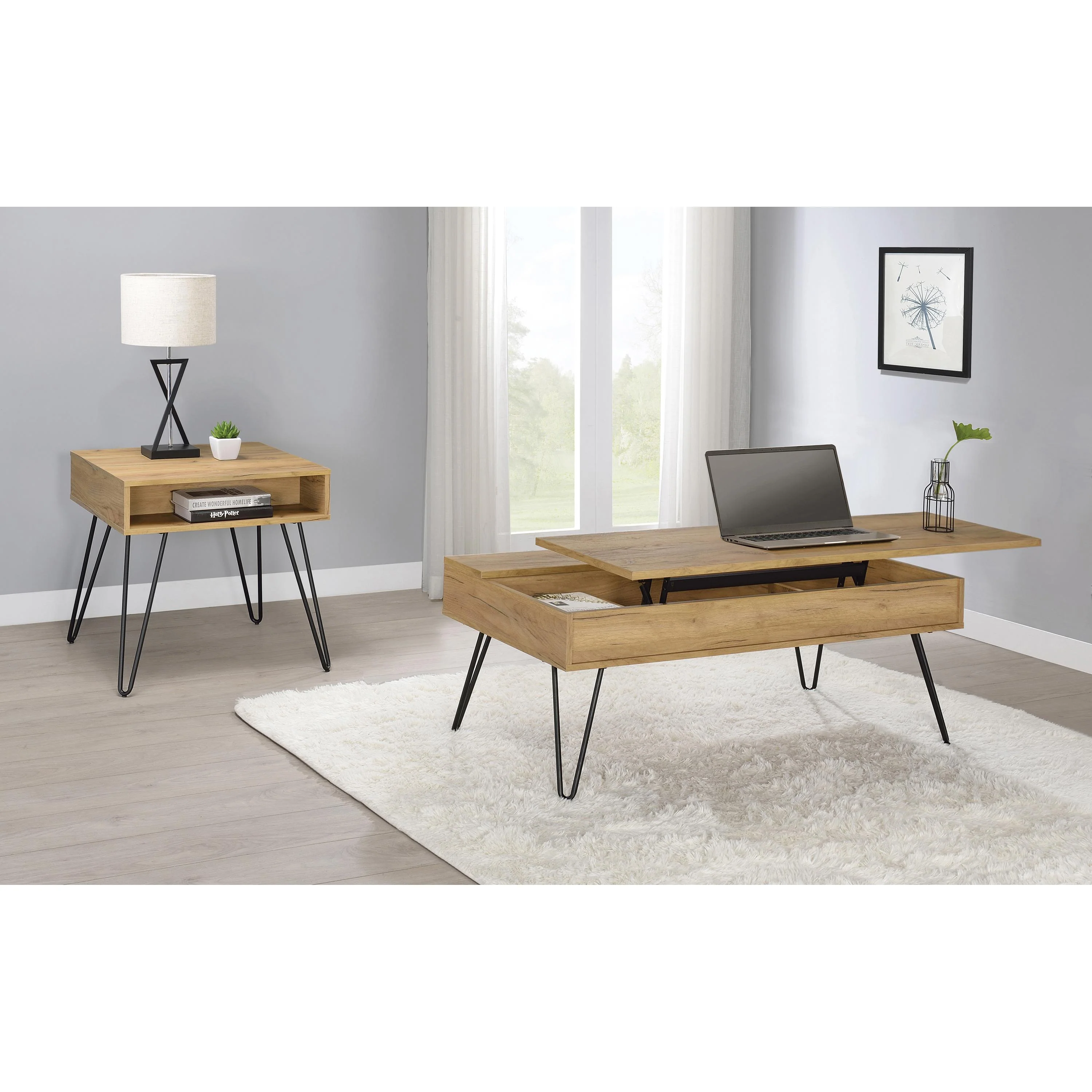 Coaster Furniture Fanning 723367 Engineered Wood Side End Table - Golden Oak - Image 2