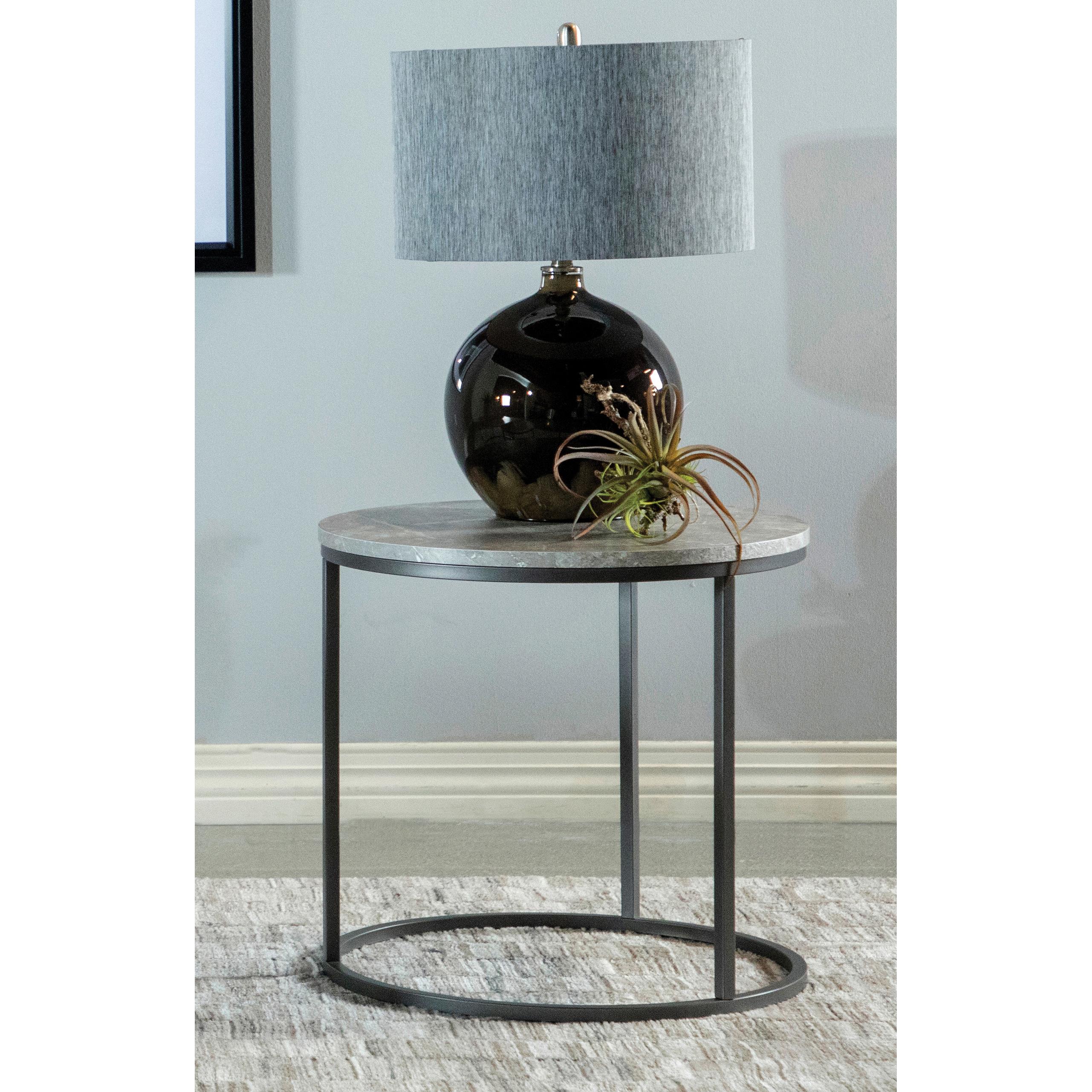 Coaster Furniture Lainey 736027 Round Faux Marble Side End Table - Grey - Image 2