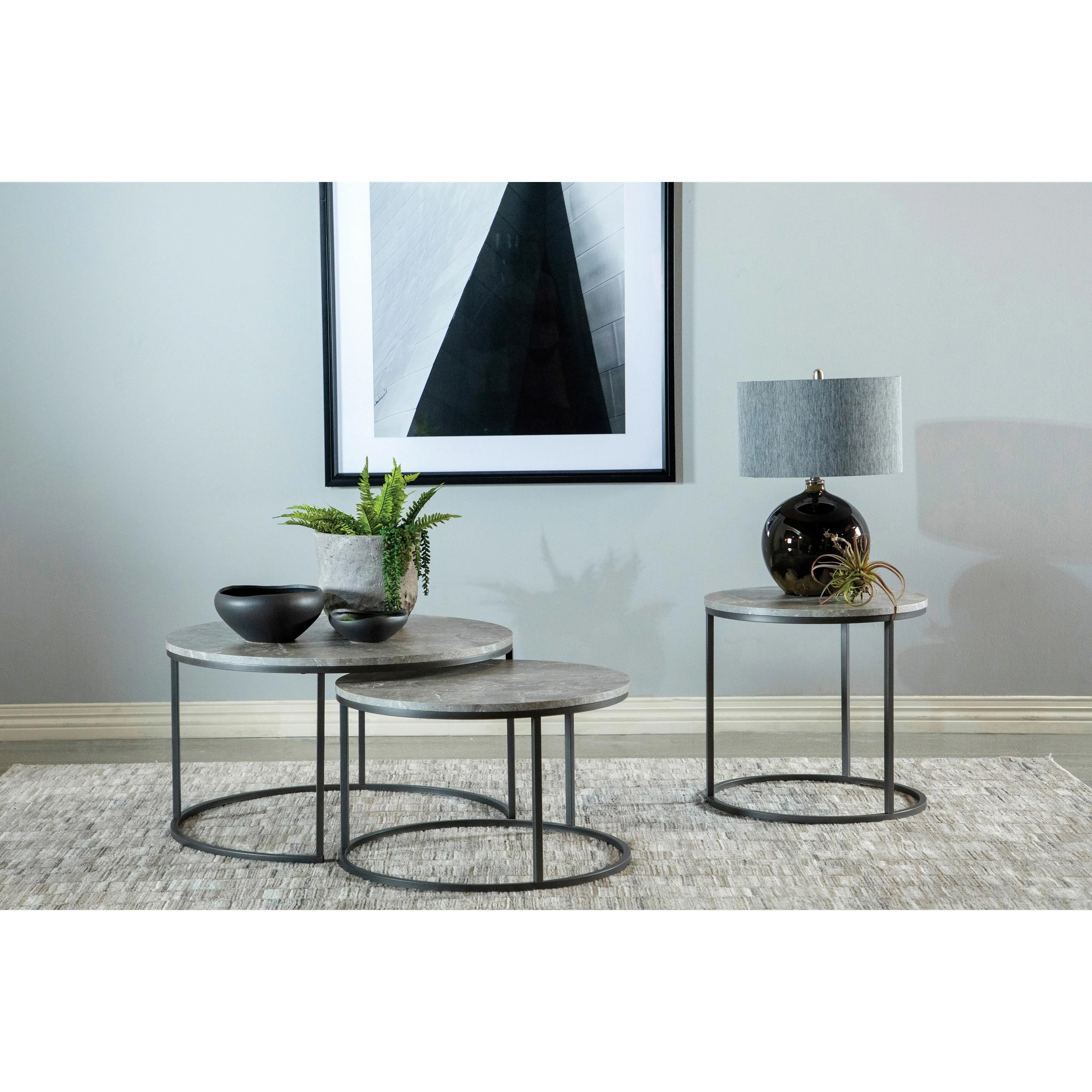 Coaster Furniture Lainey 736027 Round Faux Marble Side End Table - Grey - Image 3