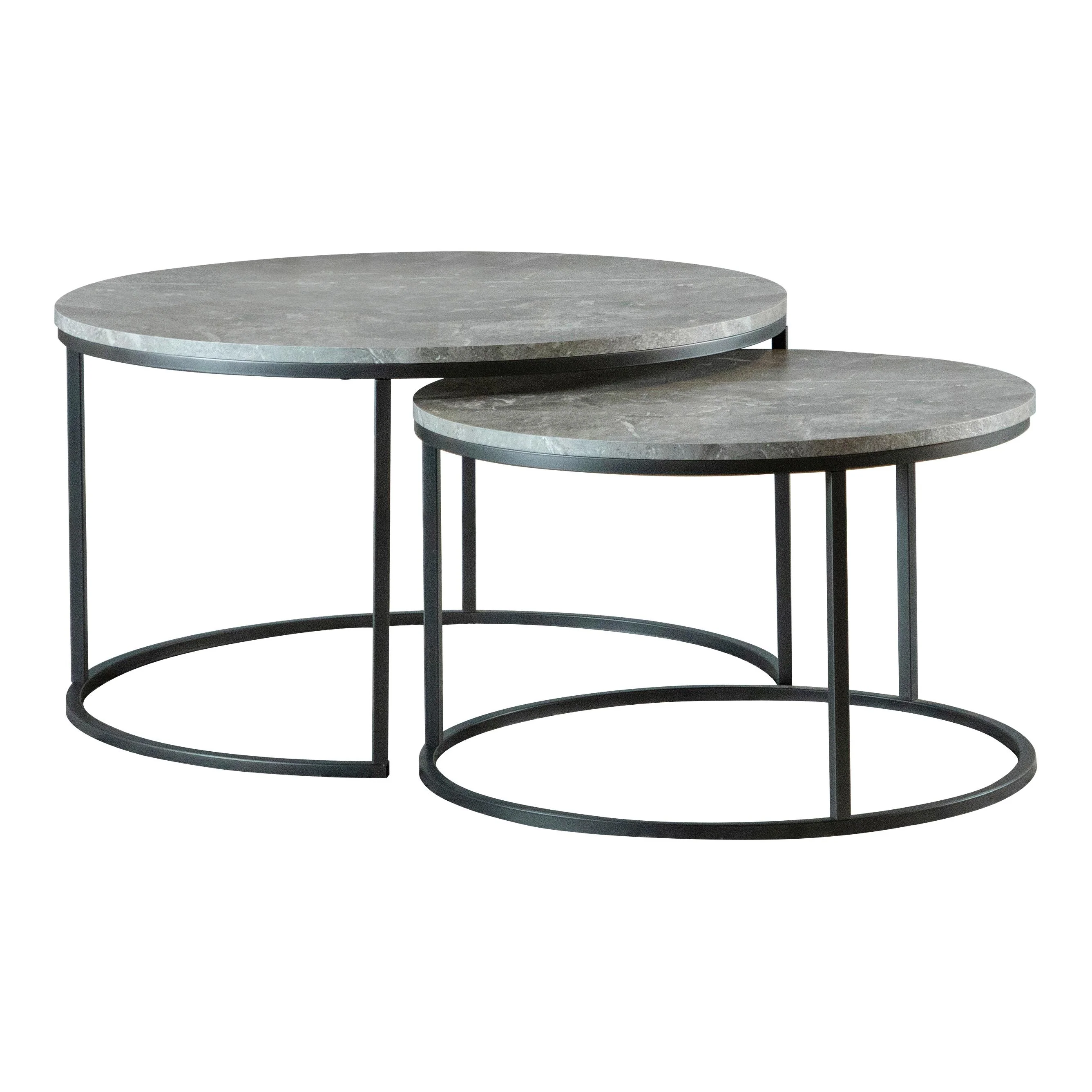 Coaster Furniture Lainey 736028 2-piece Round Faux Marble Nesting Coffee Table – Grey