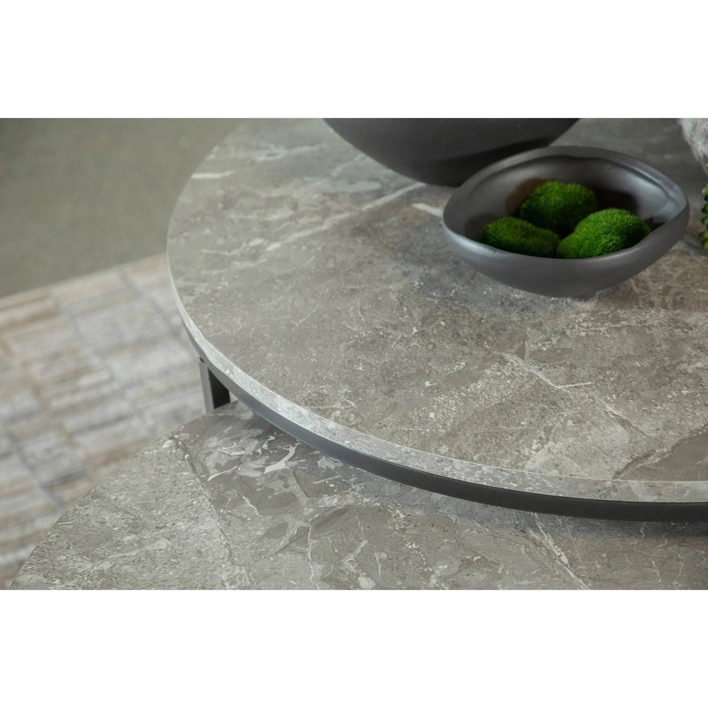 Coaster Furniture Lainey 736028 2-piece Round Faux Marble Nesting Coffee Table - Grey - Image 3