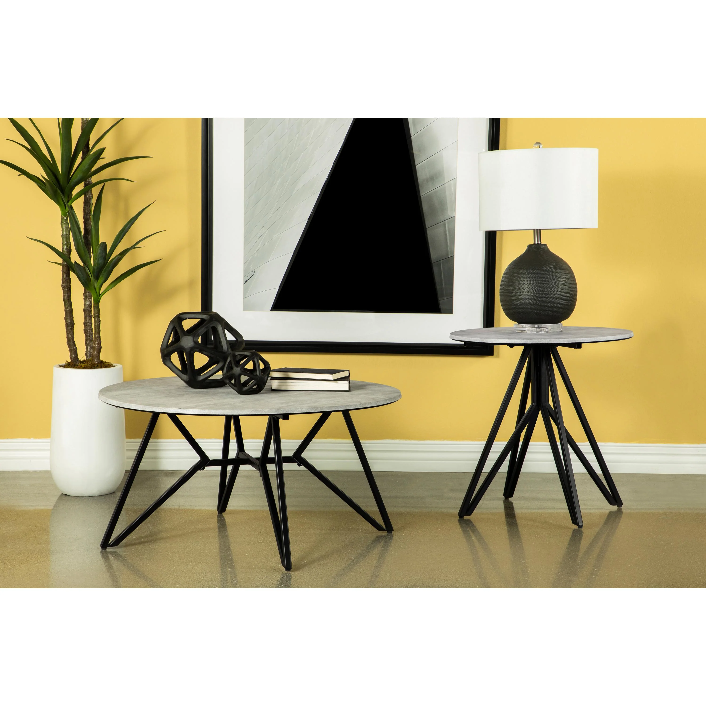 Coaster Furniture Hadi 736177 Round SmartTop Side End Table - Cement and Gunmetal - Image 2