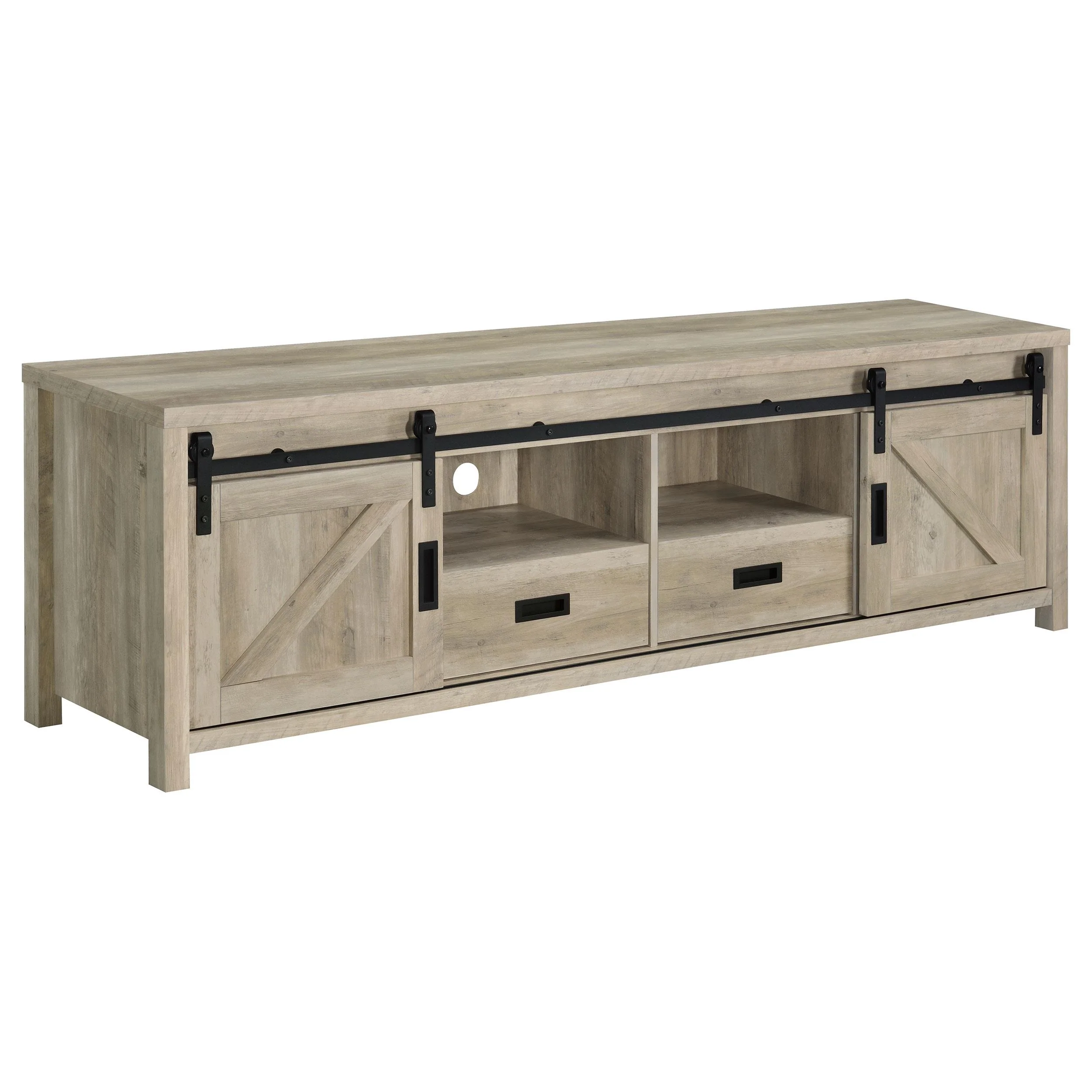 Coaster Furniture Madra 736263 2-door Engineered Wood 79″ TV Stand – Distressed Pine