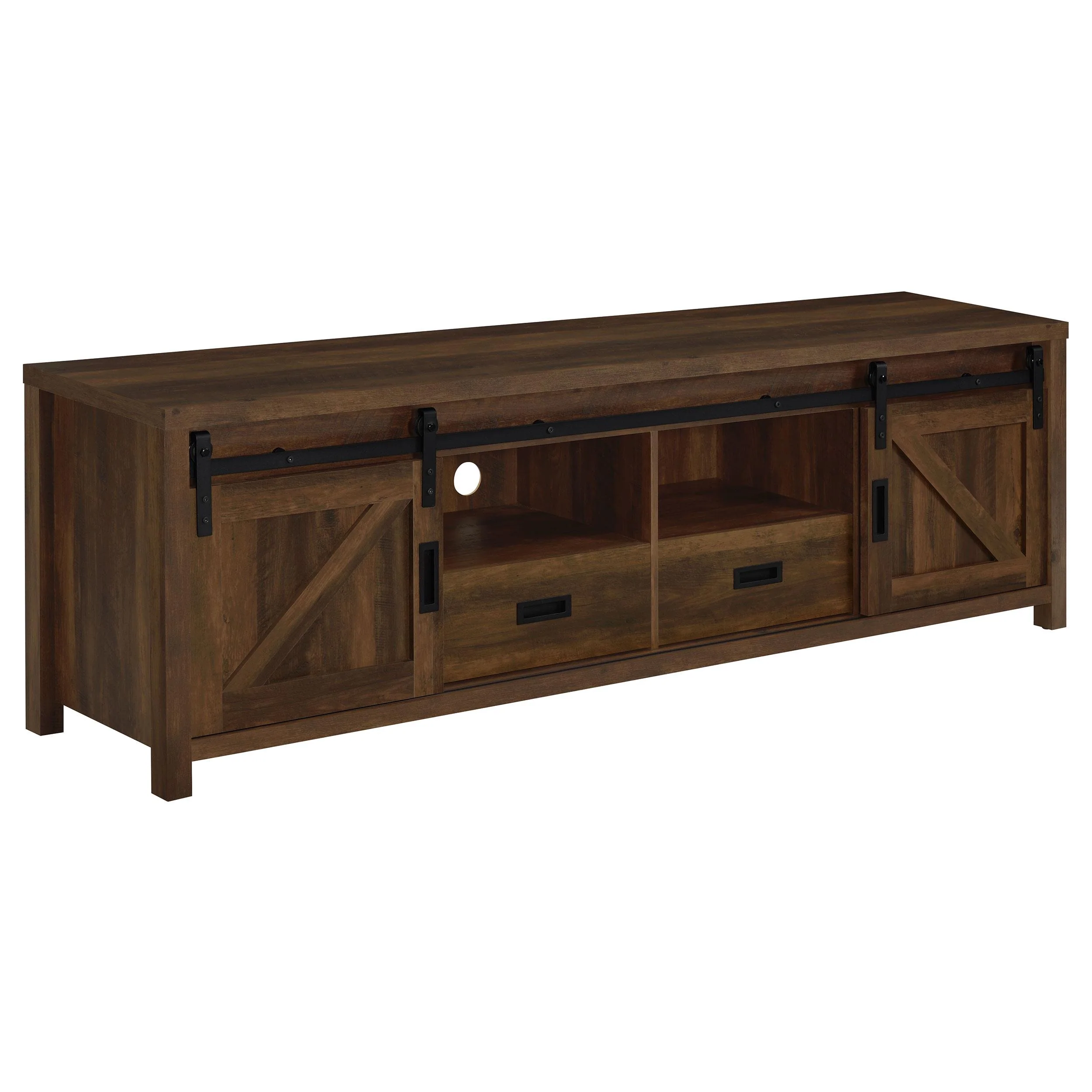 Coaster Furniture Madra 736273 2-door Engineered Wood 79″ TV Stand – Dark Pine