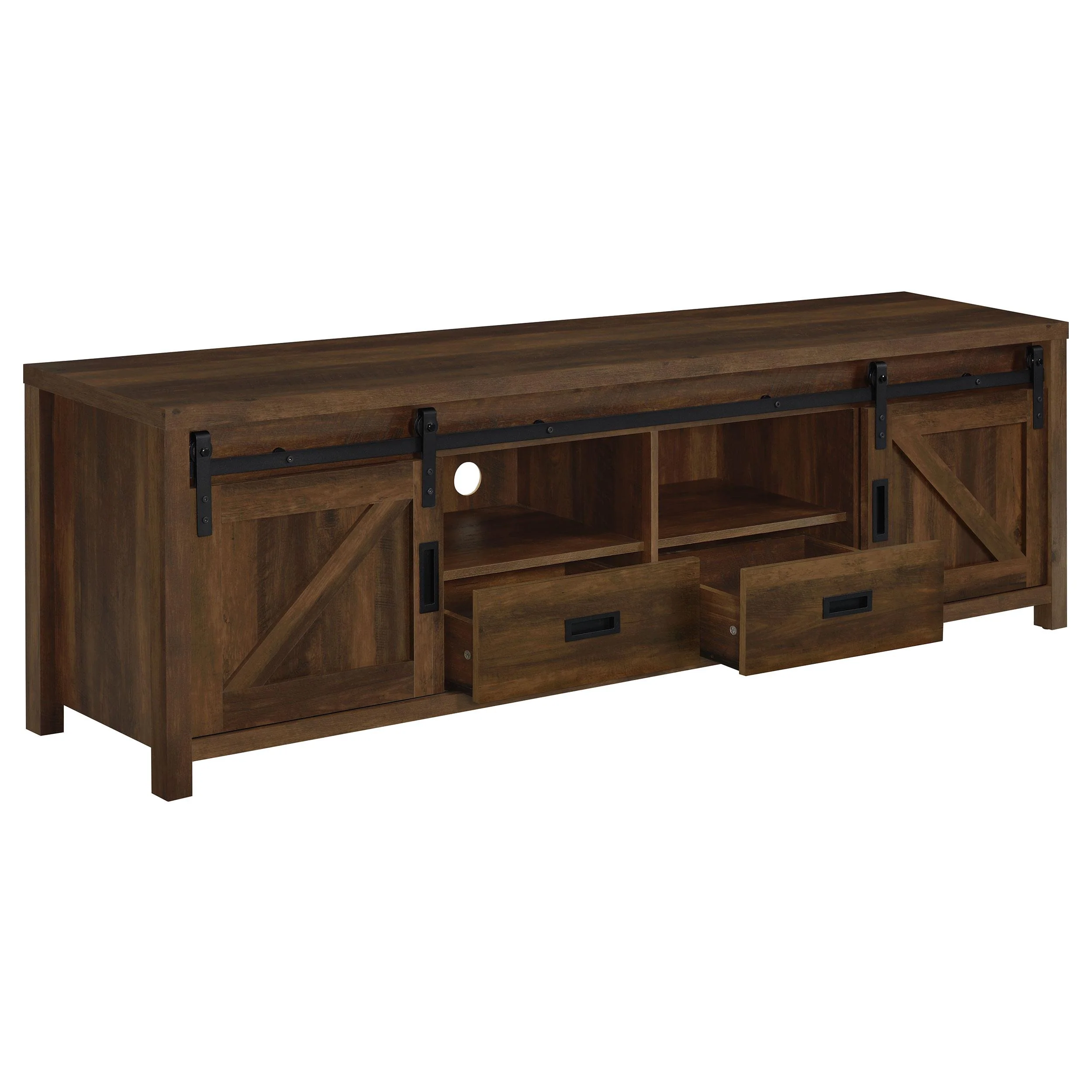 Coaster Furniture Madra 736273 2-door Engineered Wood 79" TV Stand - Dark Pine - Image 2