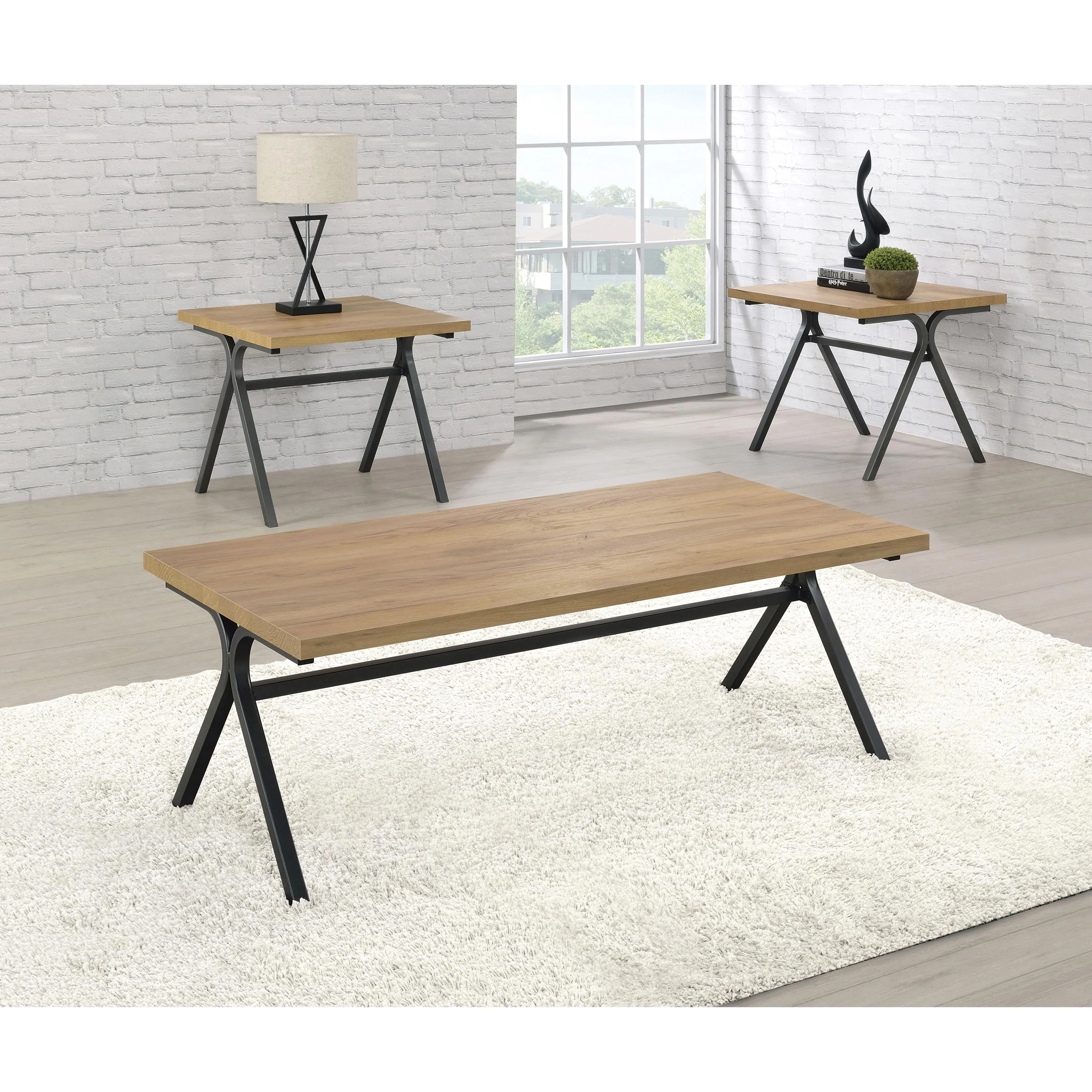 Coaster Furniture Colmar 753424 3-piece Engineered Wood Coffee Table Set - Golden Oak - Image 1