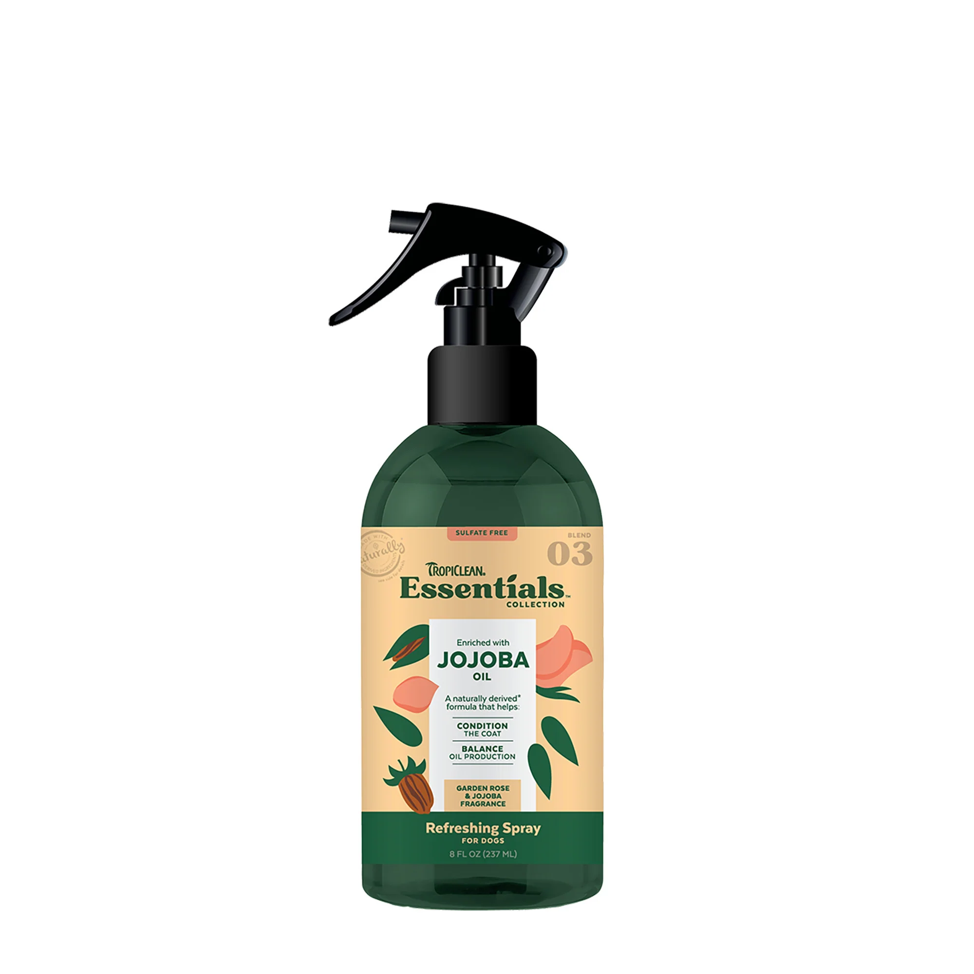 TropiClean Essentials Jojoba Oil Deodorizing Spray 8oz - Image 1