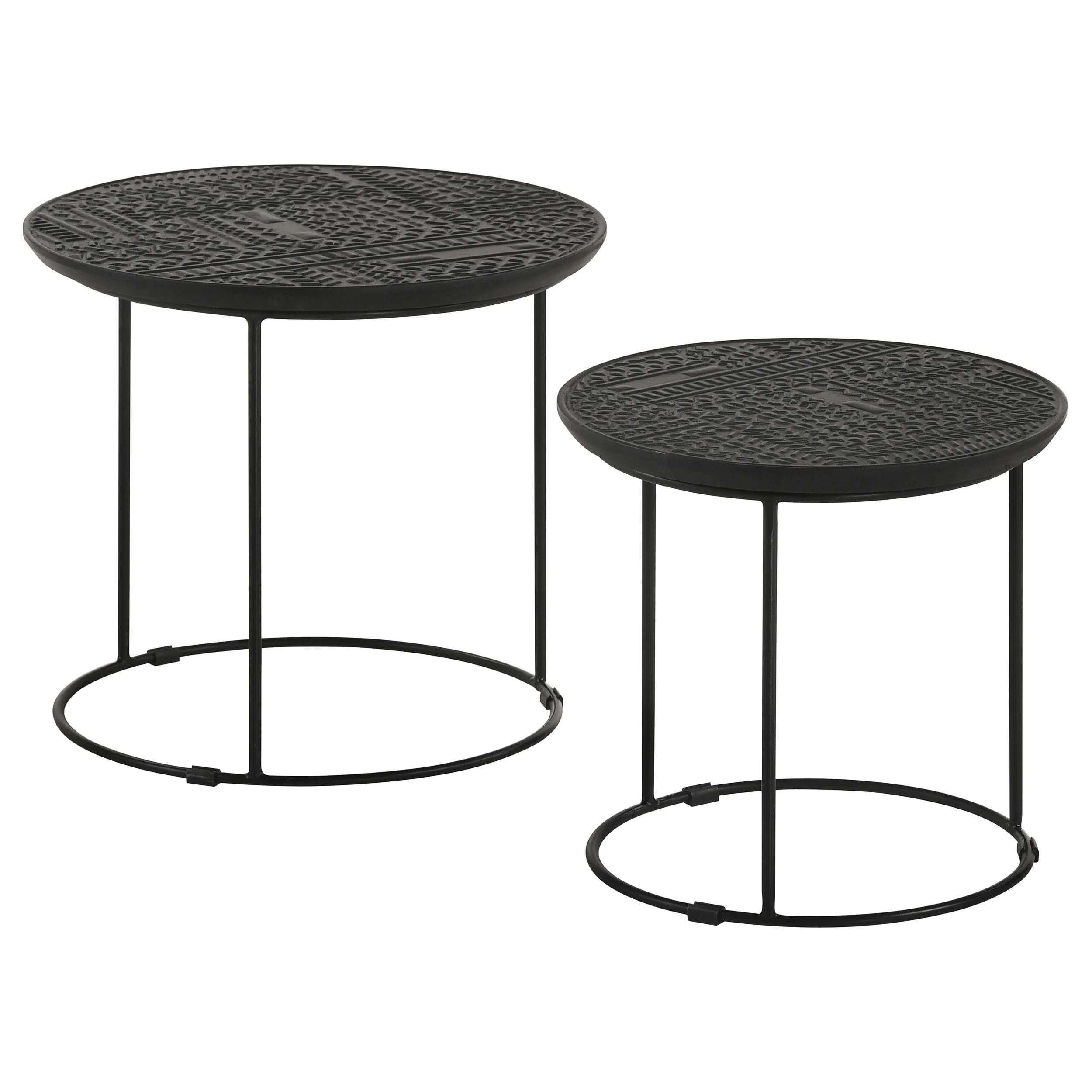 Coaster Furniture Loannis 935842 2-piece Round Mango Wood Nesting Table - Matte Black - Image 1