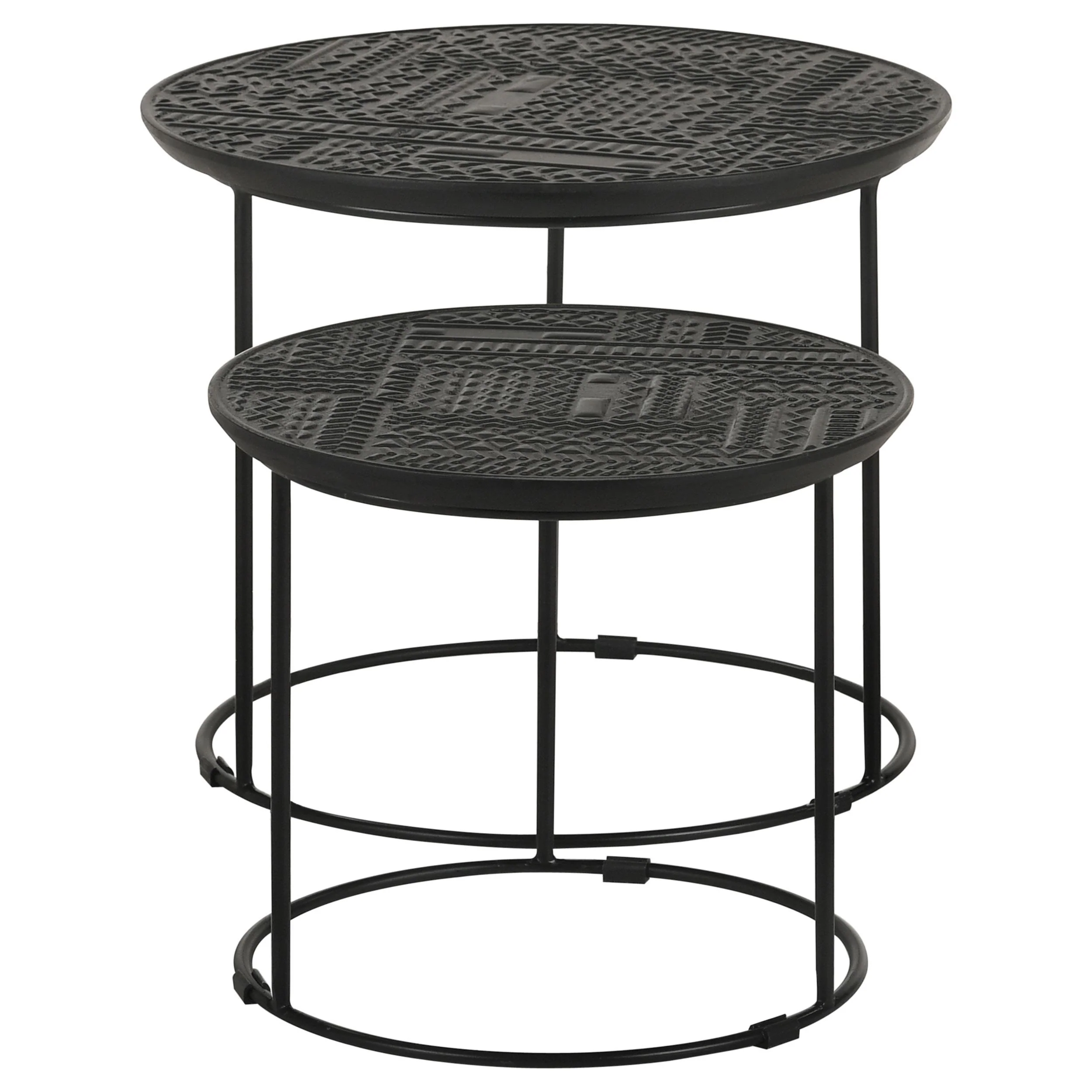 Coaster Furniture Loannis 935842 2-piece Round Mango Wood Nesting Table - Matte Black - Image 3