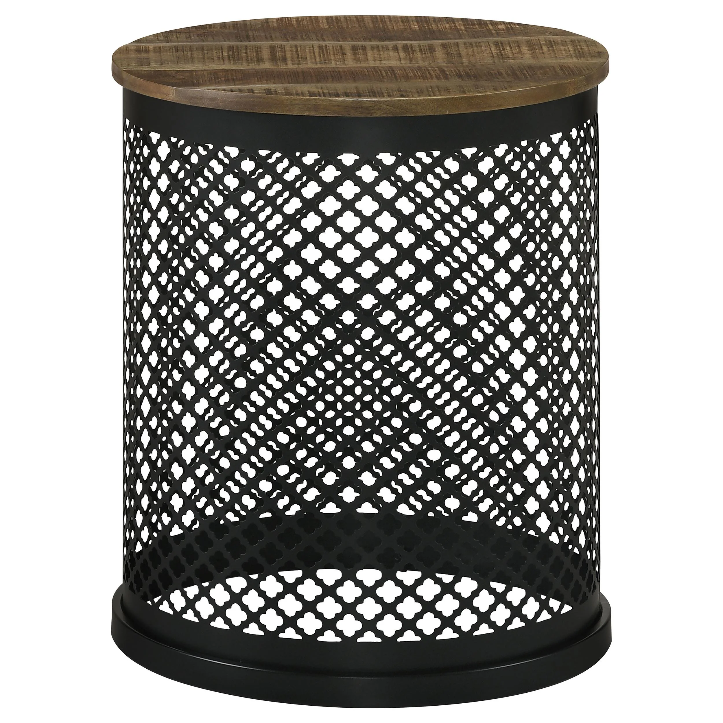 Coaster Furniture Aurora 935990 Round Drum Base Accent Side Table – Natural and Black