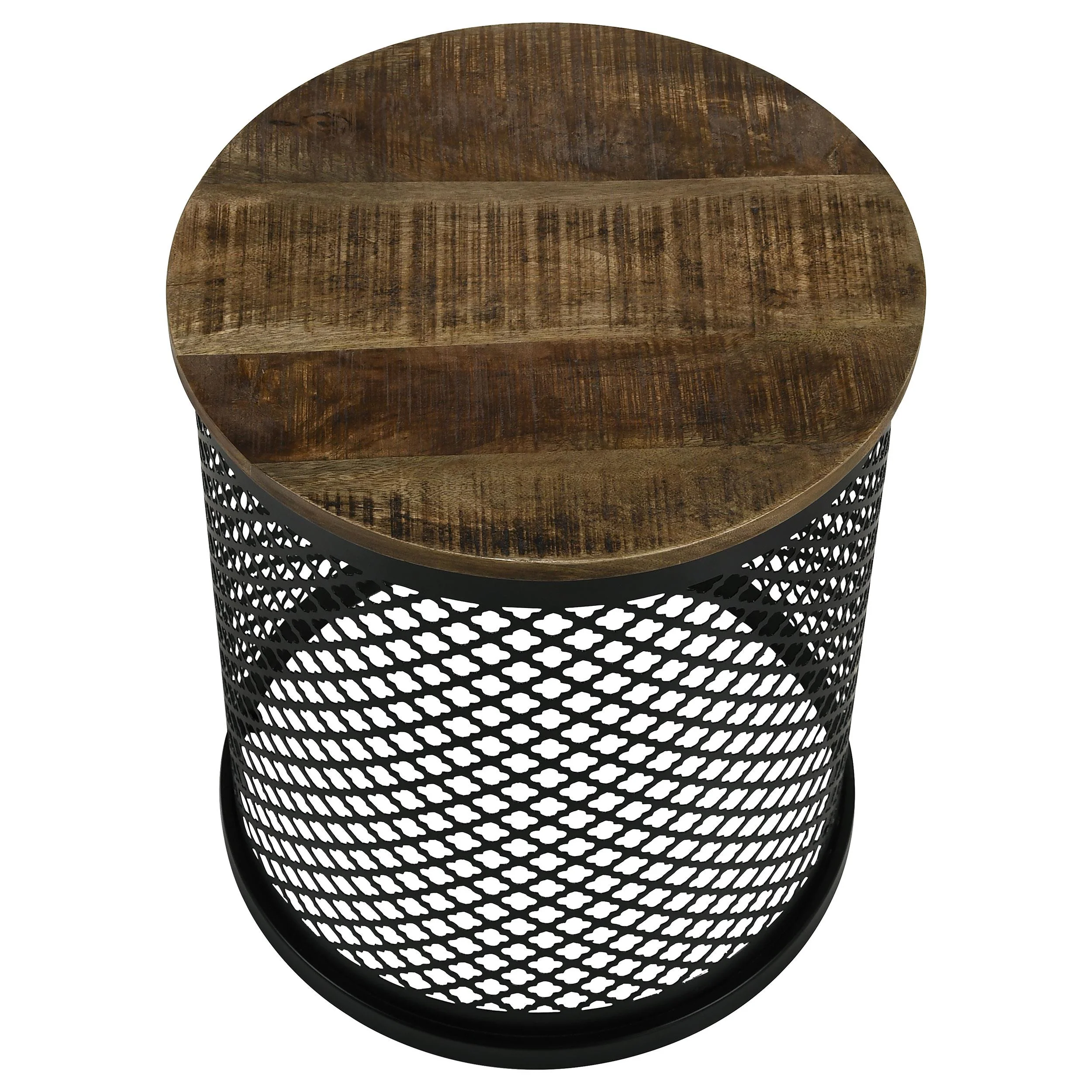 Coaster Furniture Aurora 935990 Round Drum Base Accent Side Table - Natural and Black - Image 2