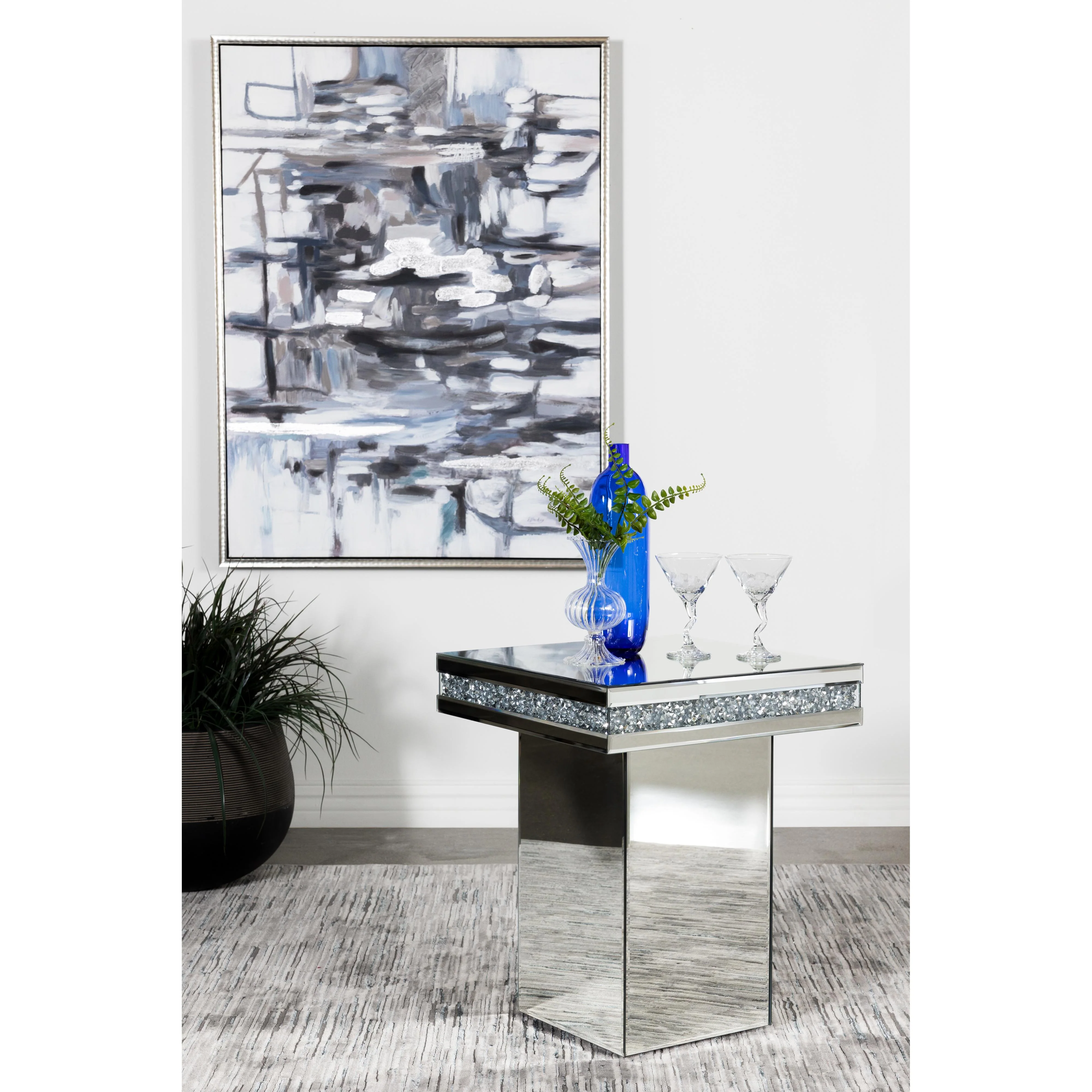 Coaster Furniture Elora 936137 Square Mirrored Accent Side Table - Silver - Image 3