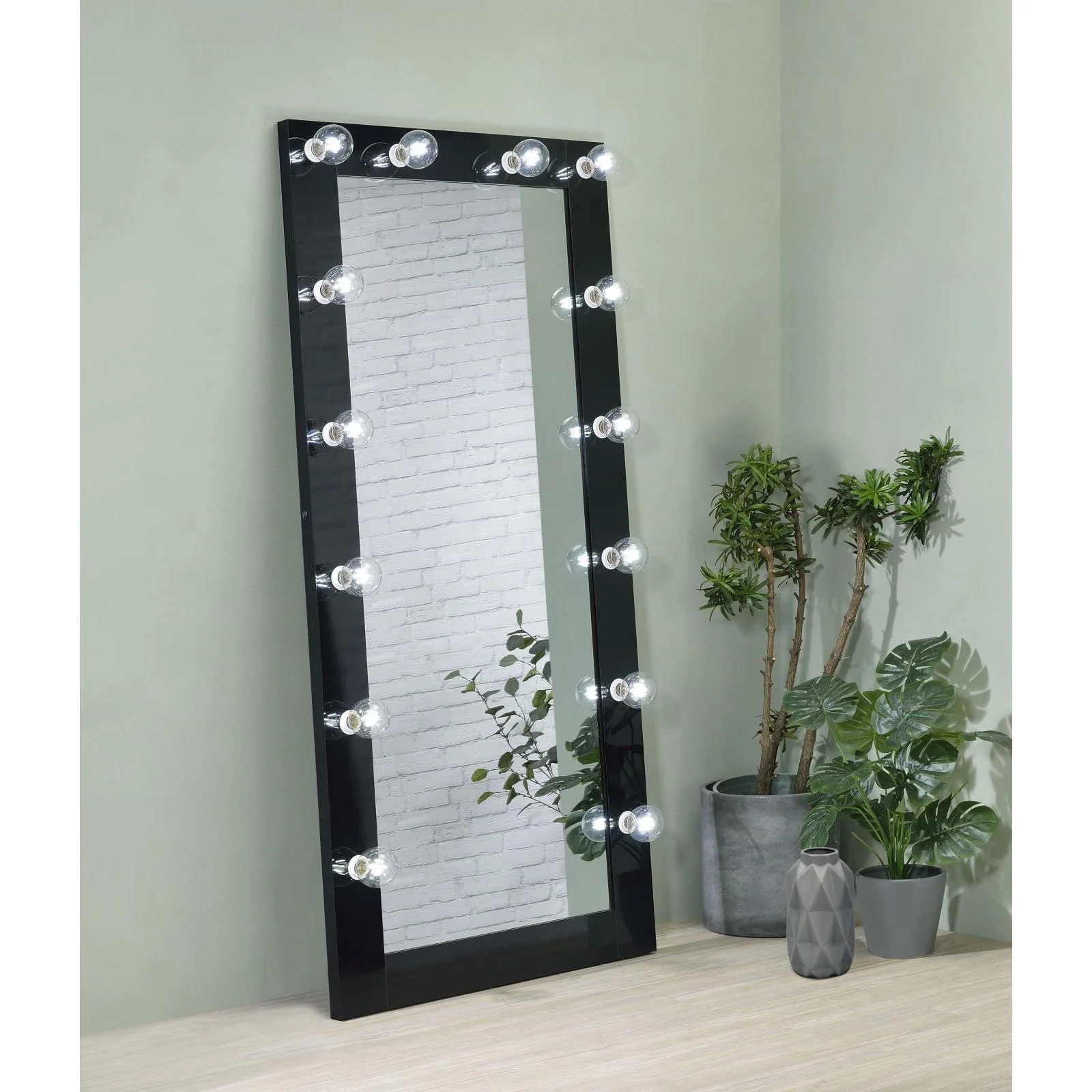 Coaster Furniture Zayan 969557 32 x 71 Inch Floor Mirror LED Lighting - Black Gloss - Image 2