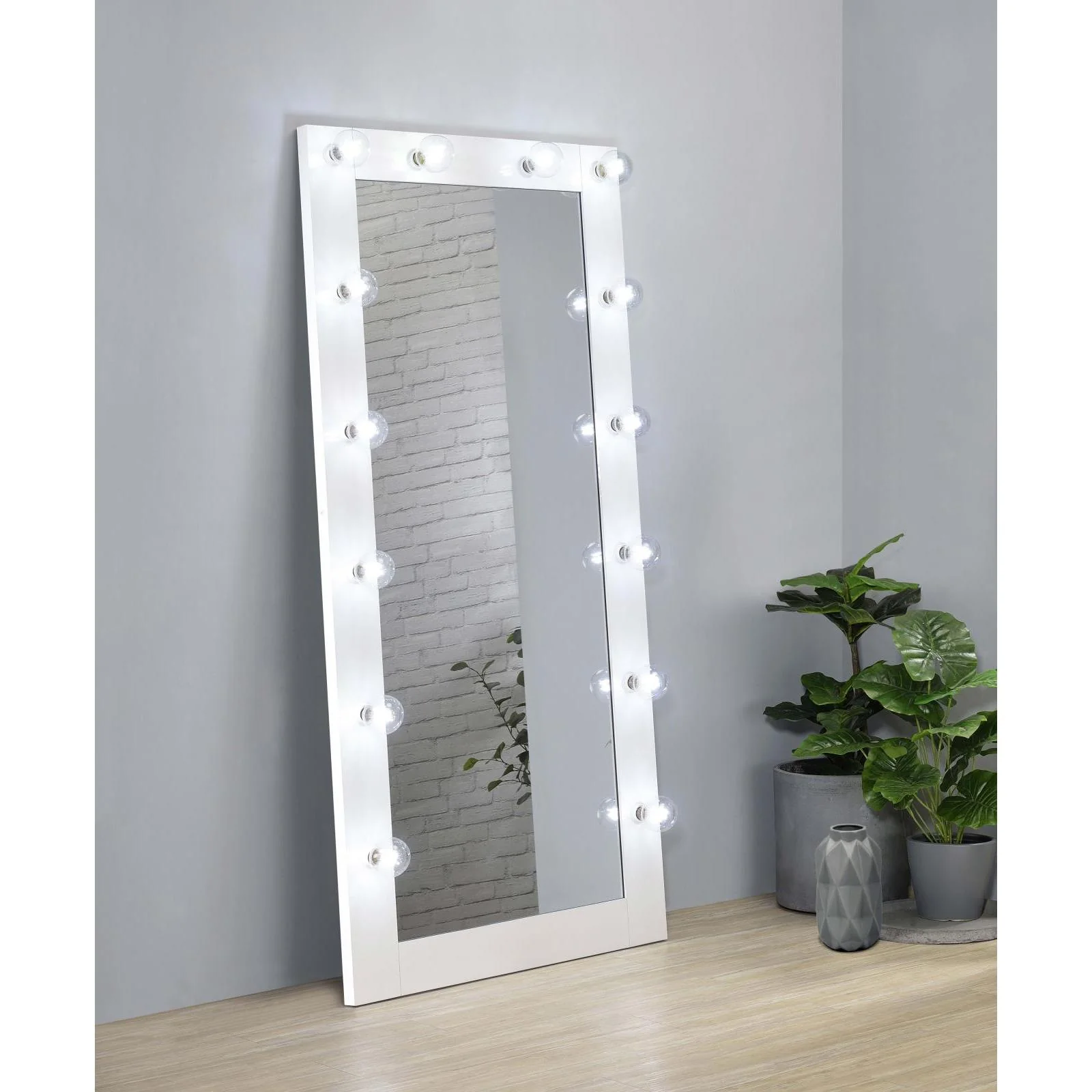 Coaster Furniture Zayan 969558 32 x 71 Inch Floor Mirror LED Lighting - White Gloss - Image 2