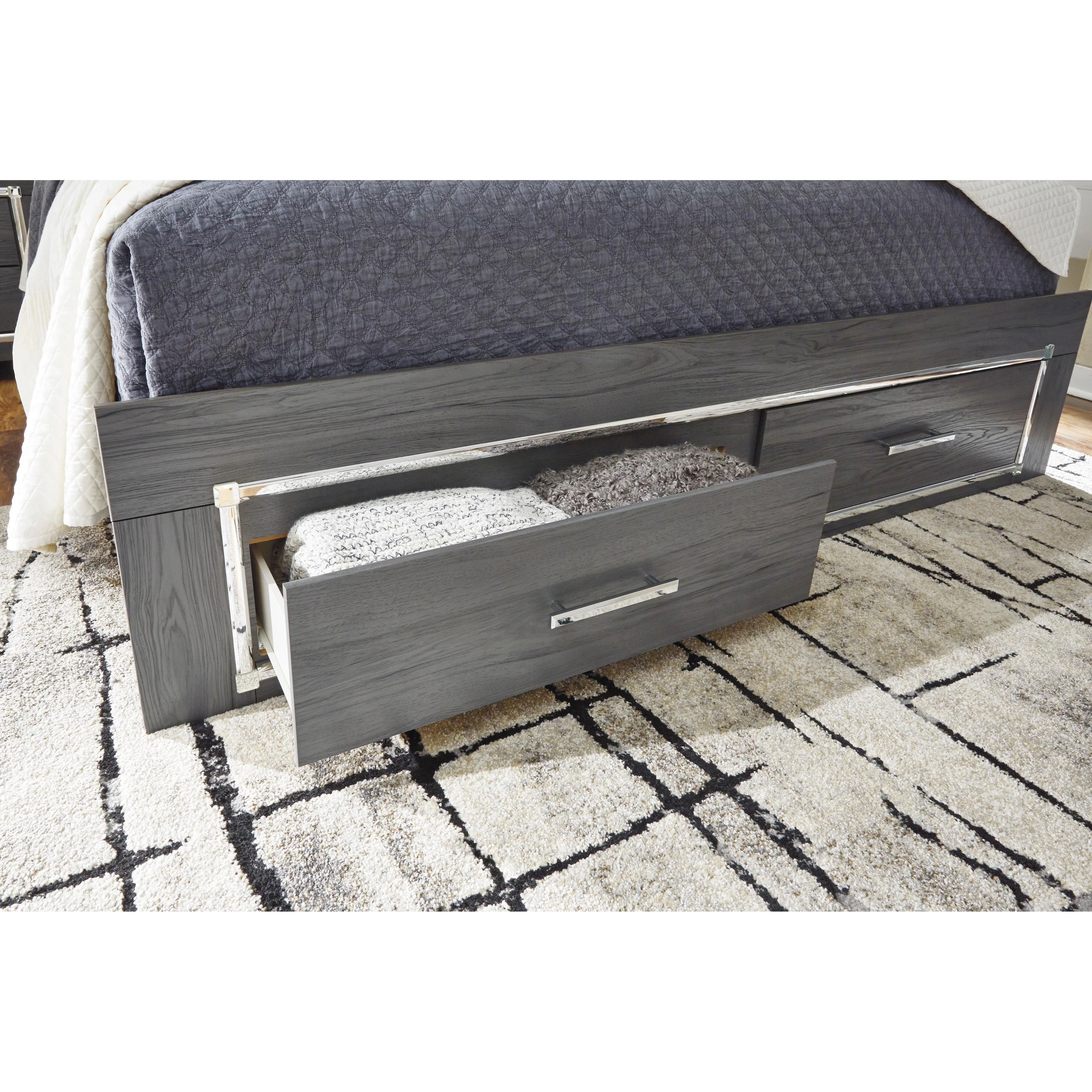 Signature Design by Ashley Lodanna B214B13 King Panel Bed with 2 Storage Drawers - Image 3