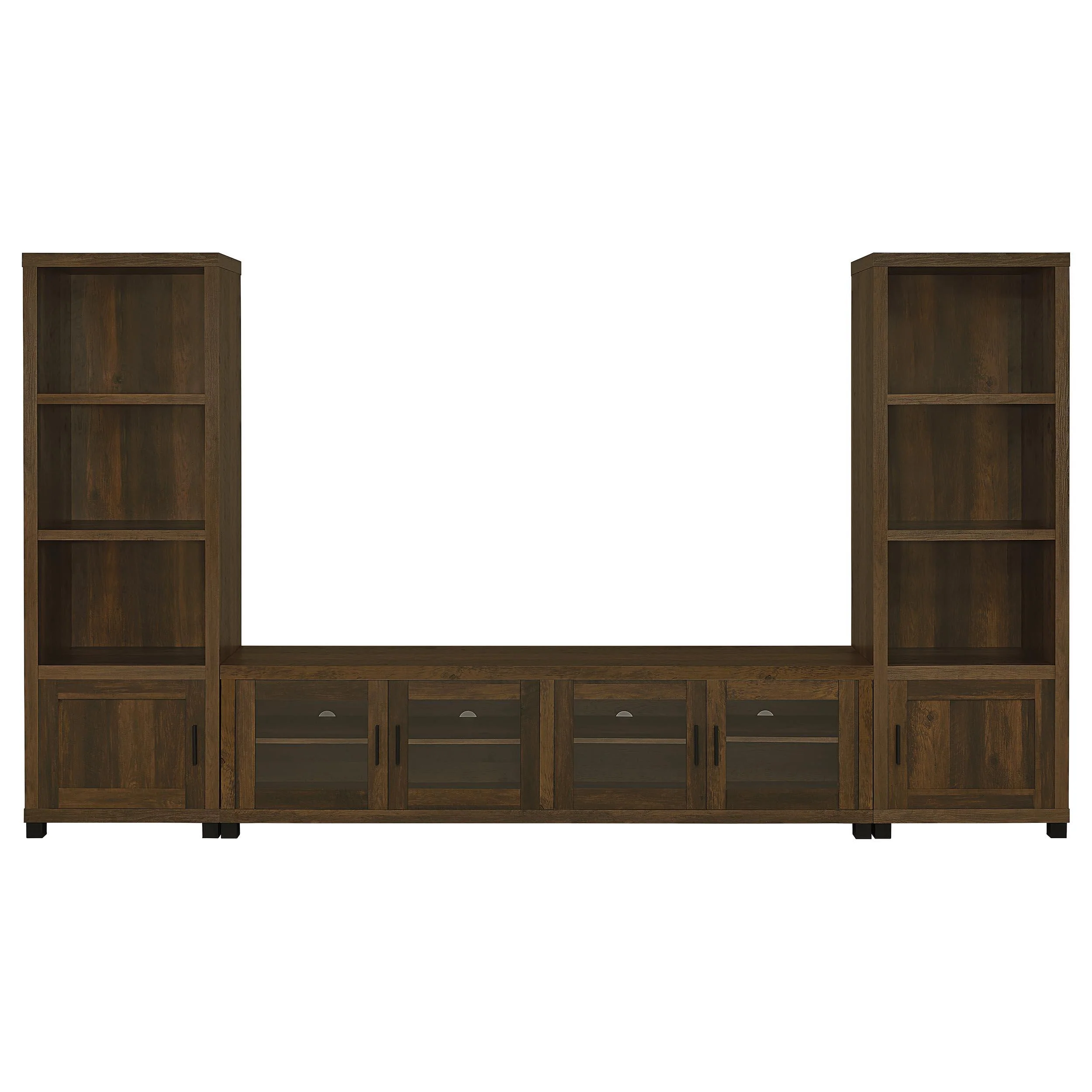Coaster Furniture Sachin 736293-SET 3-piece Entertainment Center with 79″ TV Stand – Dark Pine