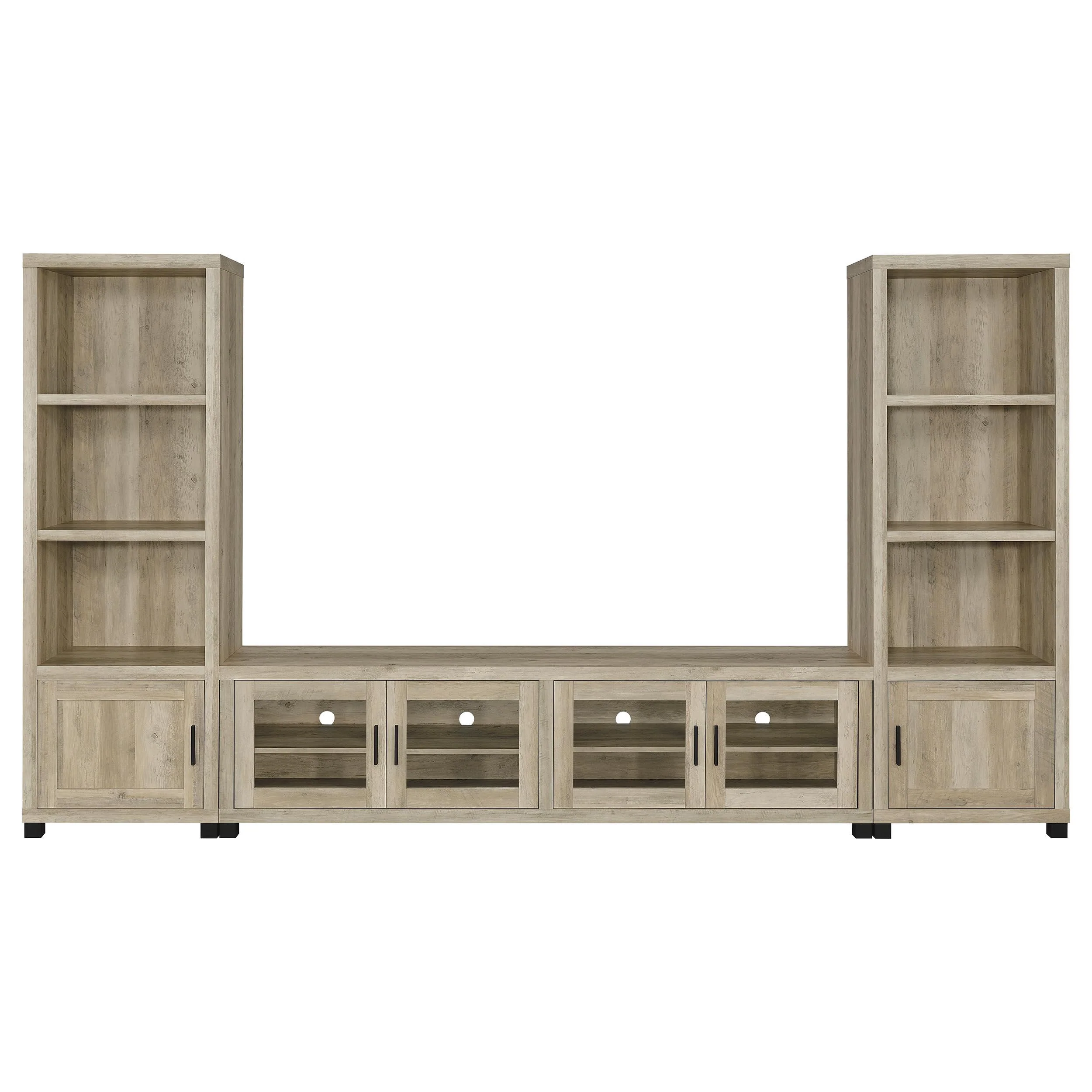 Coaster Furniture Sachin 736283-SET 3-piece Entertainment Center with 79" TV Stand - Antique Pine - Image 1
