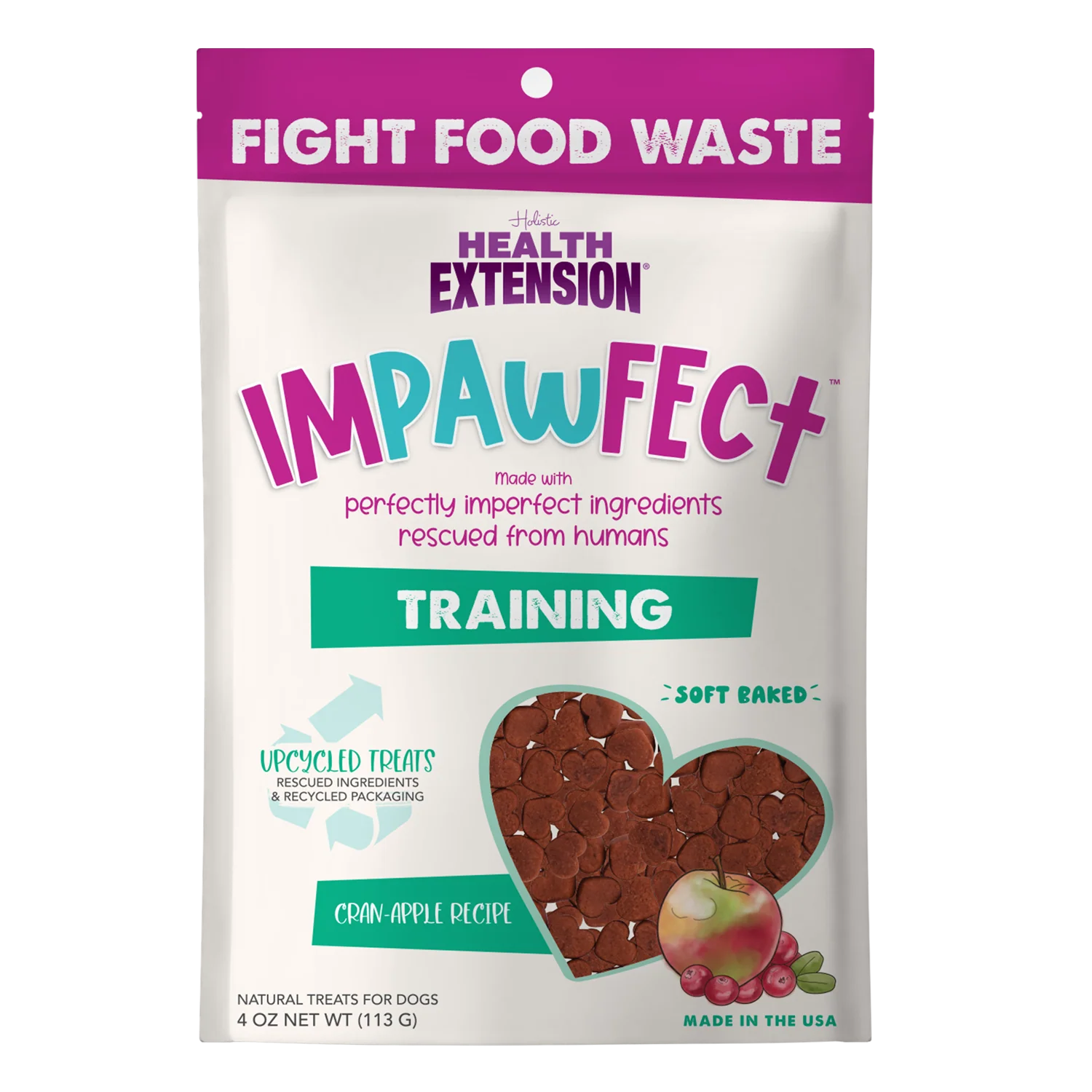 Health Extension Pet Care - Impawfect Cran-Apple Training Treats 4oz - Image 1
