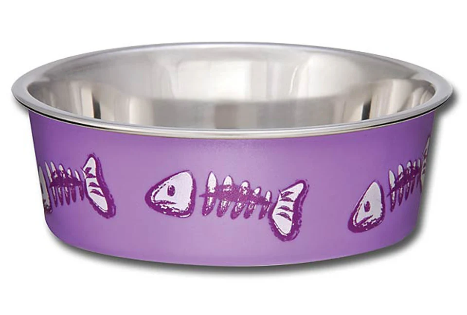Loving Pets Bella Bowl Fish Skeleton Design - Lilac eXtra Small - Image 1