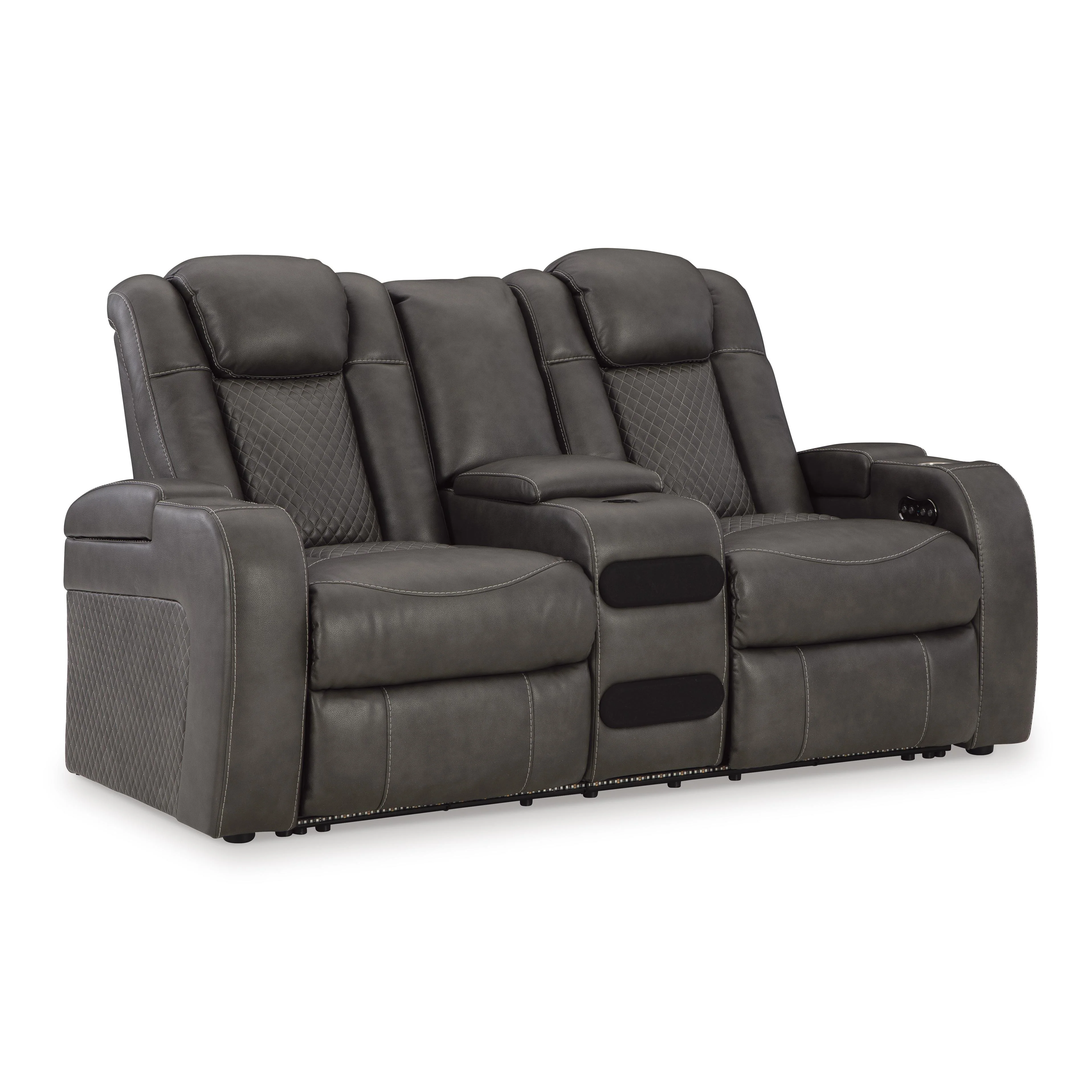 Signature Design by Ashley Fyne-Dyme 3660218 Power Reclining Loveseat with Console and Adjustable Headrest - Image 1