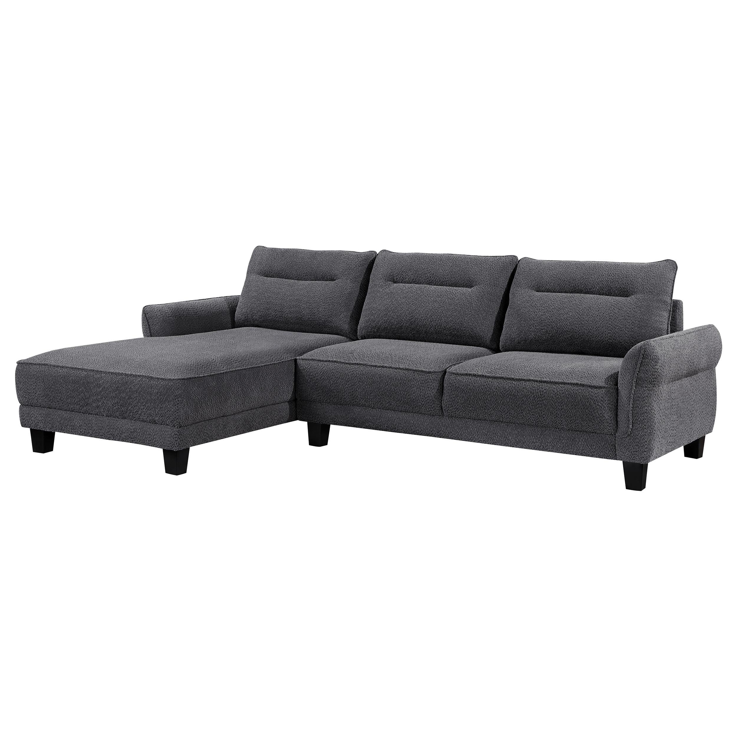 Coaster Furniture Caspian 509540 Upholstered Curved Arm Chaise Sectional Sofa - Grey - Image 1