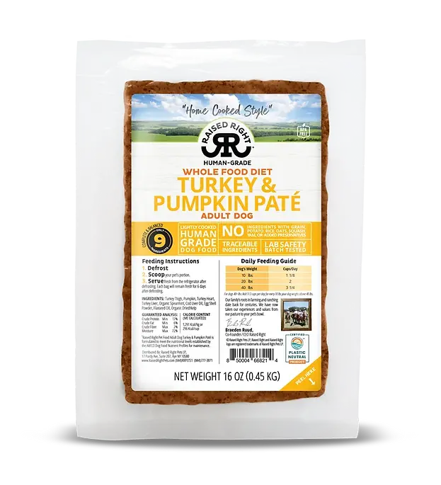 Raised Right Gently Cooked Dog Food Turkey & Pumpkin 16oz - Image 1