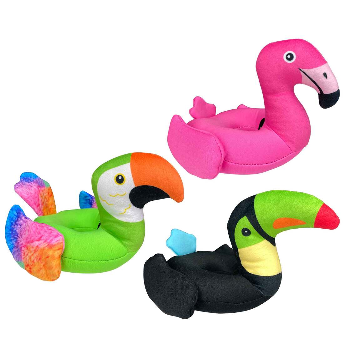 Multipet Plush Dog Toy Margaritaville Birds Pool Float 8in Assorted - Image 1