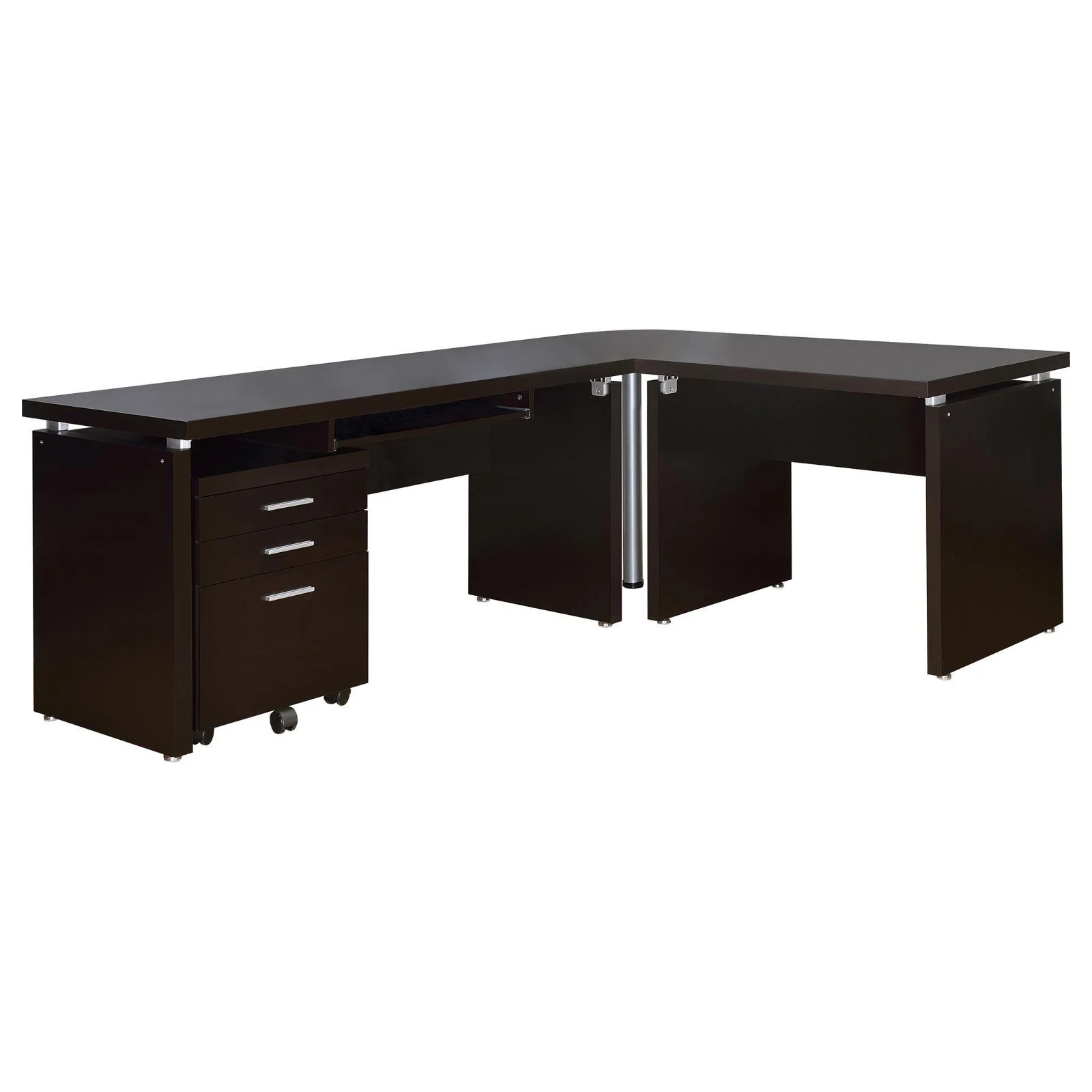 Coaster Furniture Skylar 800891-S4 2-Piece Home Office Set L-Shape Desk With File Cabinet – Cappuccino