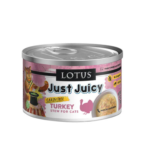 Lotus Wet Cat Food Just Juicy Turkey Stew 2.5oz - Image 1