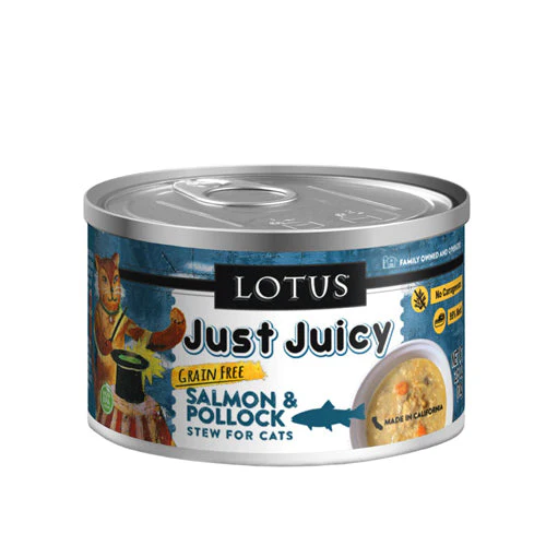 Lotus Wet Cat Food Just Juicy Salmon Pollock 2.5oz - Image 1