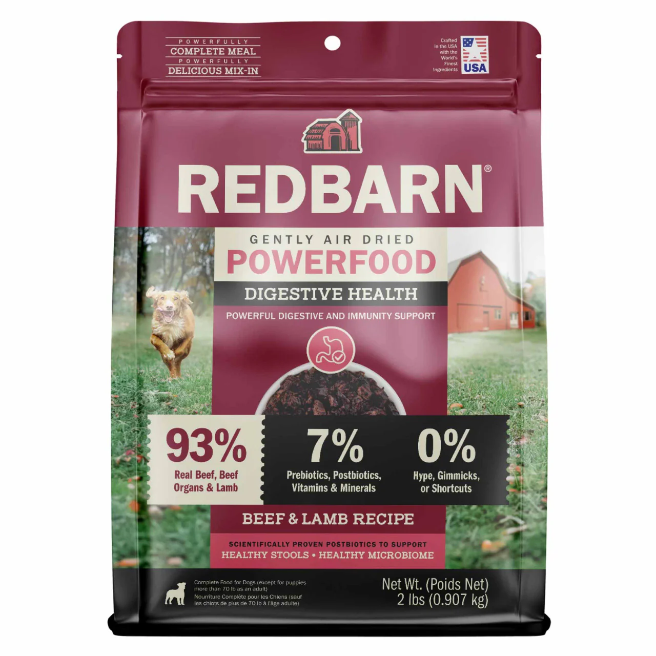 Redbarn Gut Health & Digestion Beef & Lamb Recipe Gently Air-Dried Dog Food 2lb - Image 1
