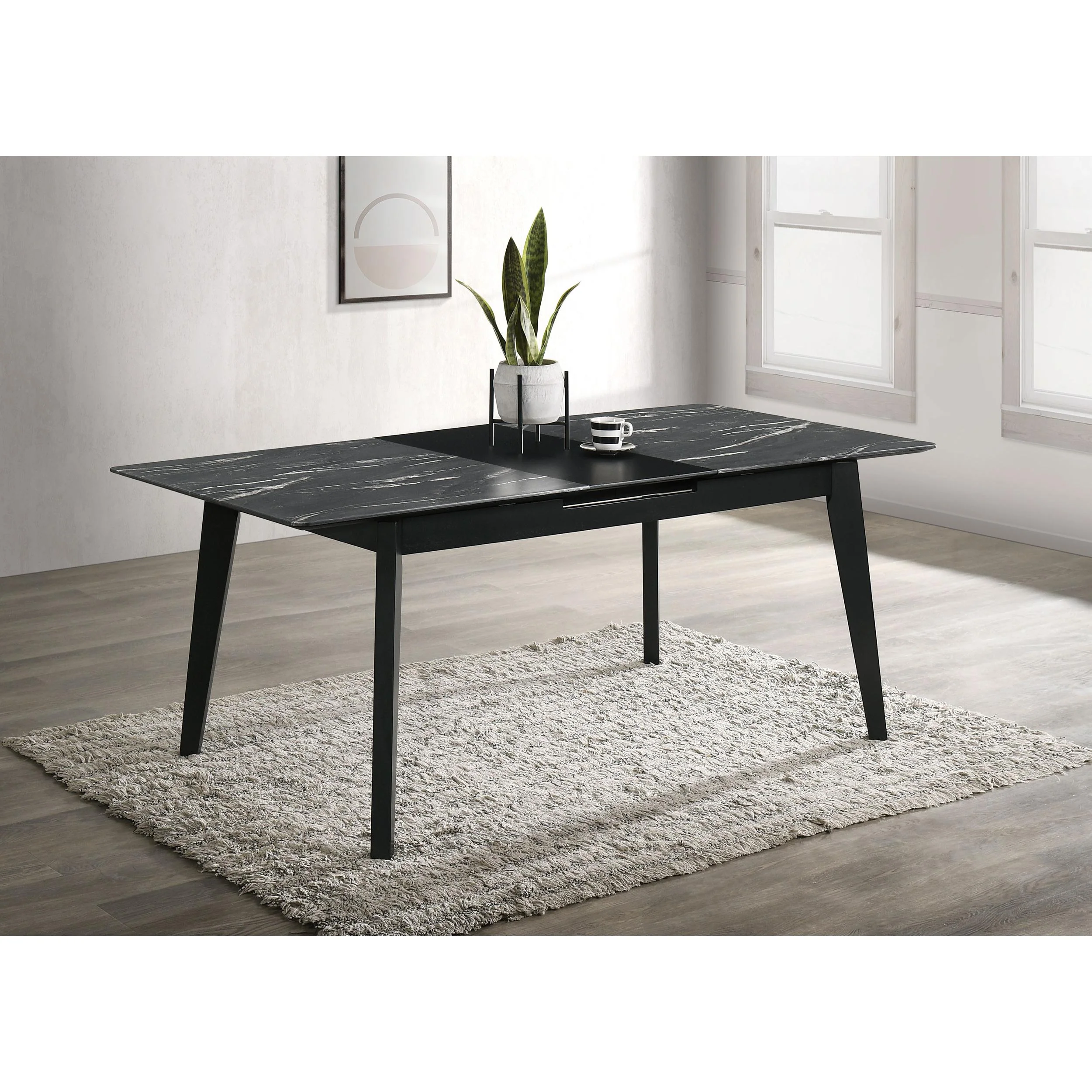 Coaster Furniture Crestmont 121251 78-inch Extension Dining Table - Black Faux Marble - Image 2
